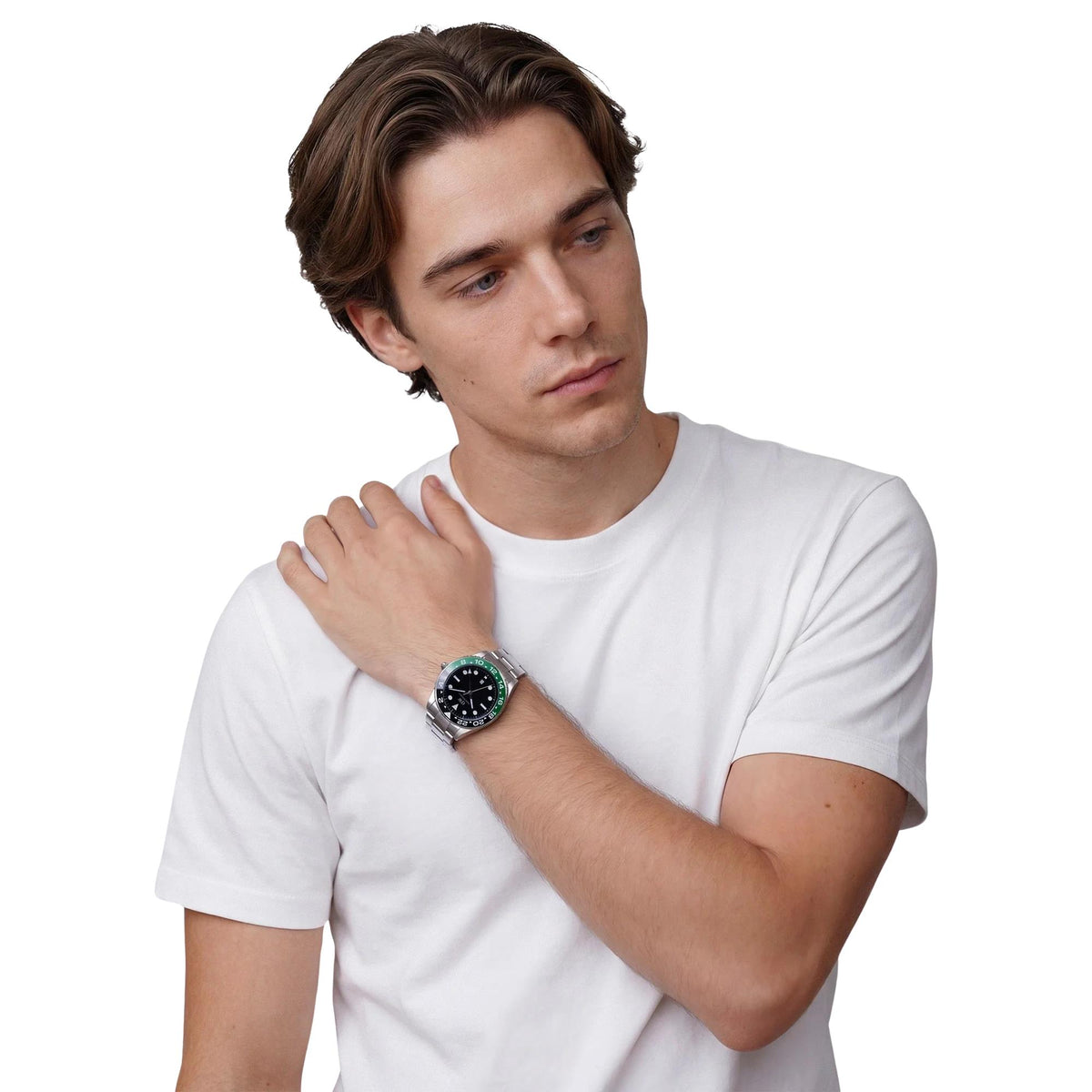 Daniel Wellington Iconic 40mm GMT Black Dial Steel Mens Quartz Watch DW00100920