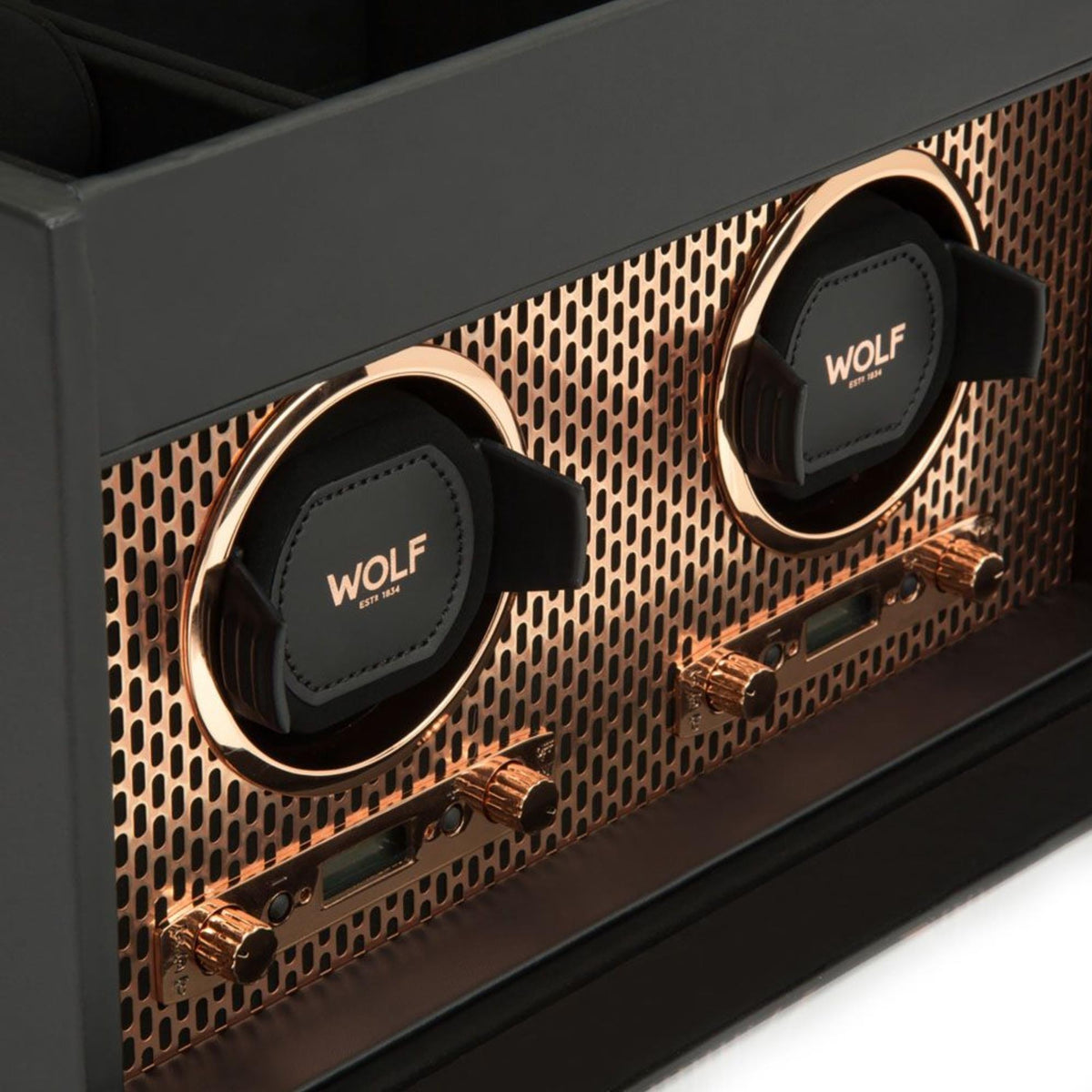 WOLF Axis Copper Double Watch Winder with Storage 469316