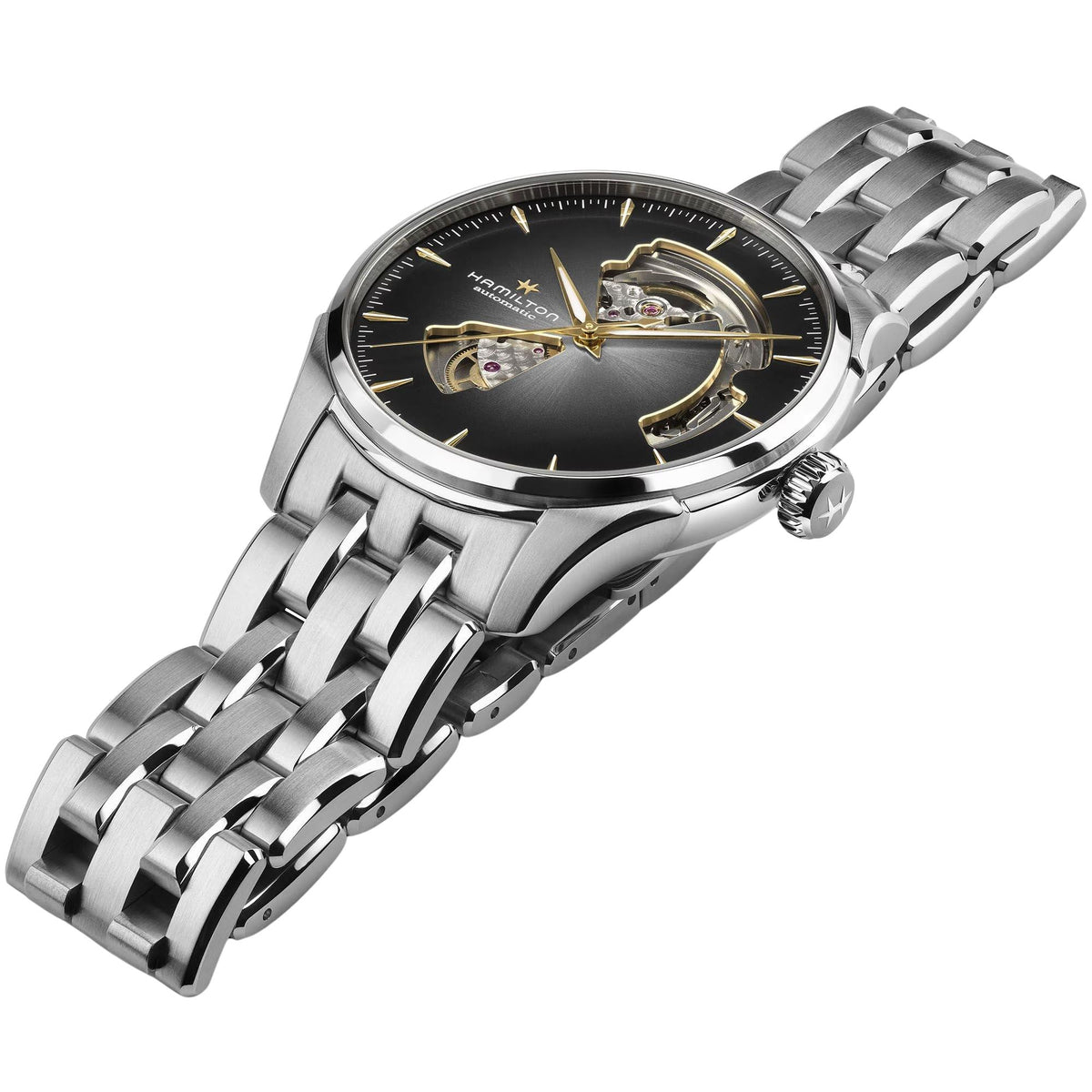 Hamilton Jazzmaster 40mm Open Heart Silver Dial Steel Mens Automatic Watch H32675181
