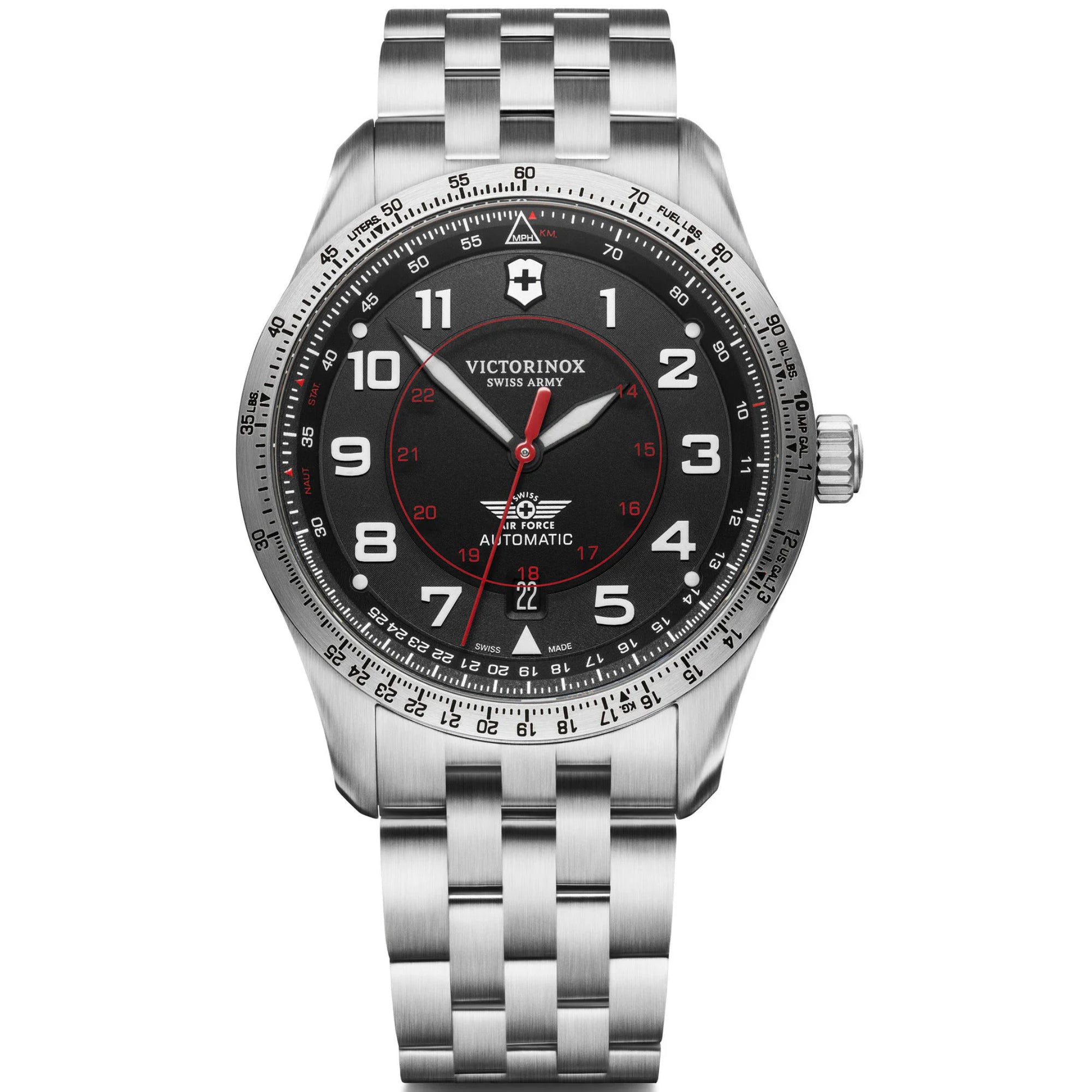 Victorinox Airboss 42mm Schwarzes Zifferblatt Stahl Herren Automatik Uhr 241888