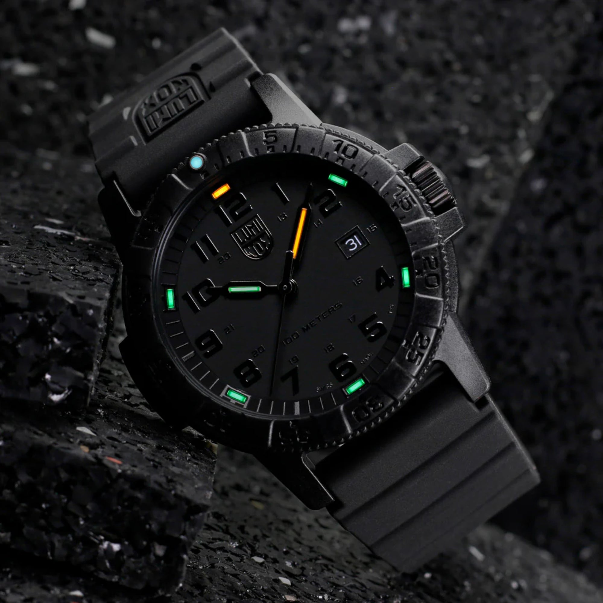 Luminox Leatherback Sea Turtle 44mm Black Dial Rubber Quartz Watch XS.0321.BO.L