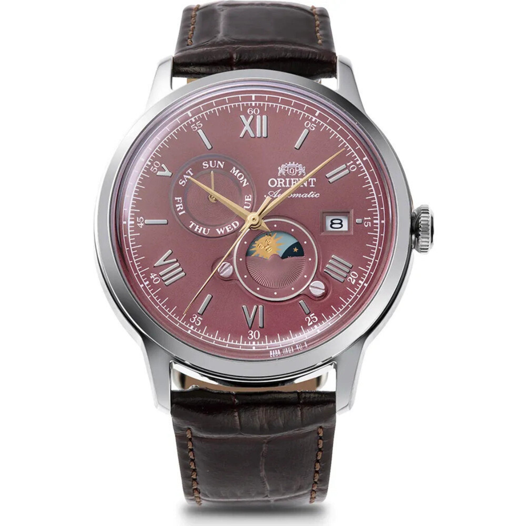 Orient Bambino Sun & Moon Red Dial Men's Watch RA-AK0807R30B