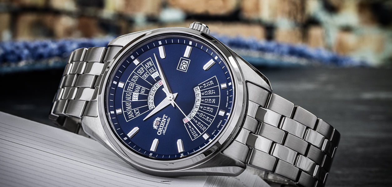 Orient Multi-Year Calendar 43.5mm Blue Dial Steel Mens Automatic Watch RA-BA0003L10B