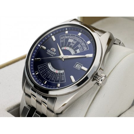 Orient Multi-Year Calendar 43.5mm Blue Dial Steel Mens Automatic Watch RA-BA0003L10B