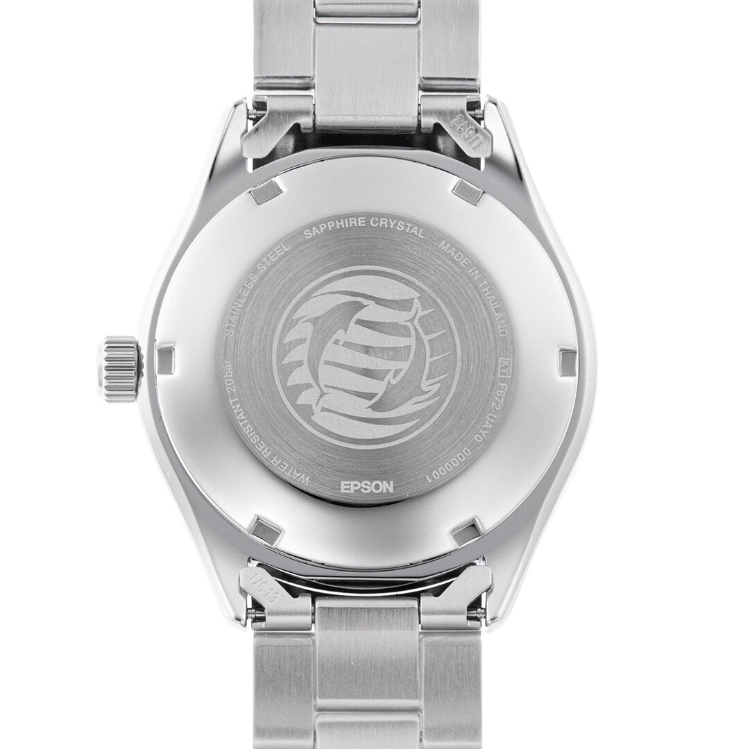 Exhibition caseback of an Orient Mako automatic watch close-up