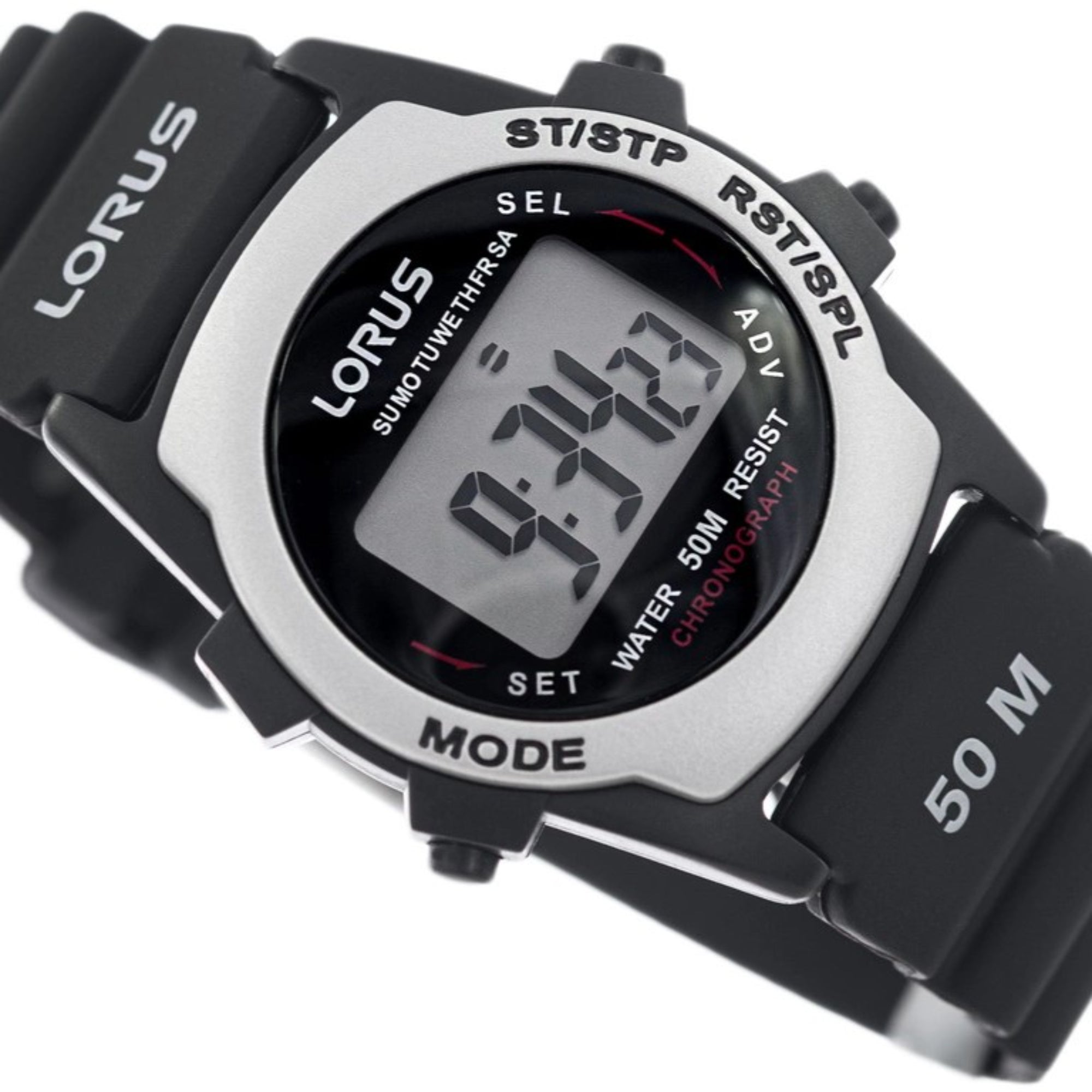 Lorus Digital Sports Black Resin Strap Men’s Watch R2361AX9