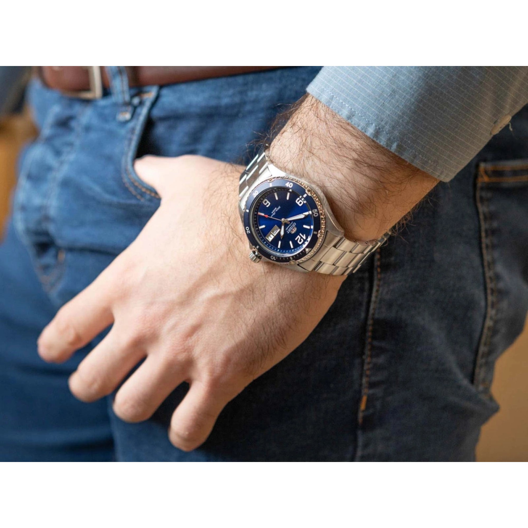 Orient Mako 42mm Blue Dial Steel Mens Automatic Watch TAA02002D9