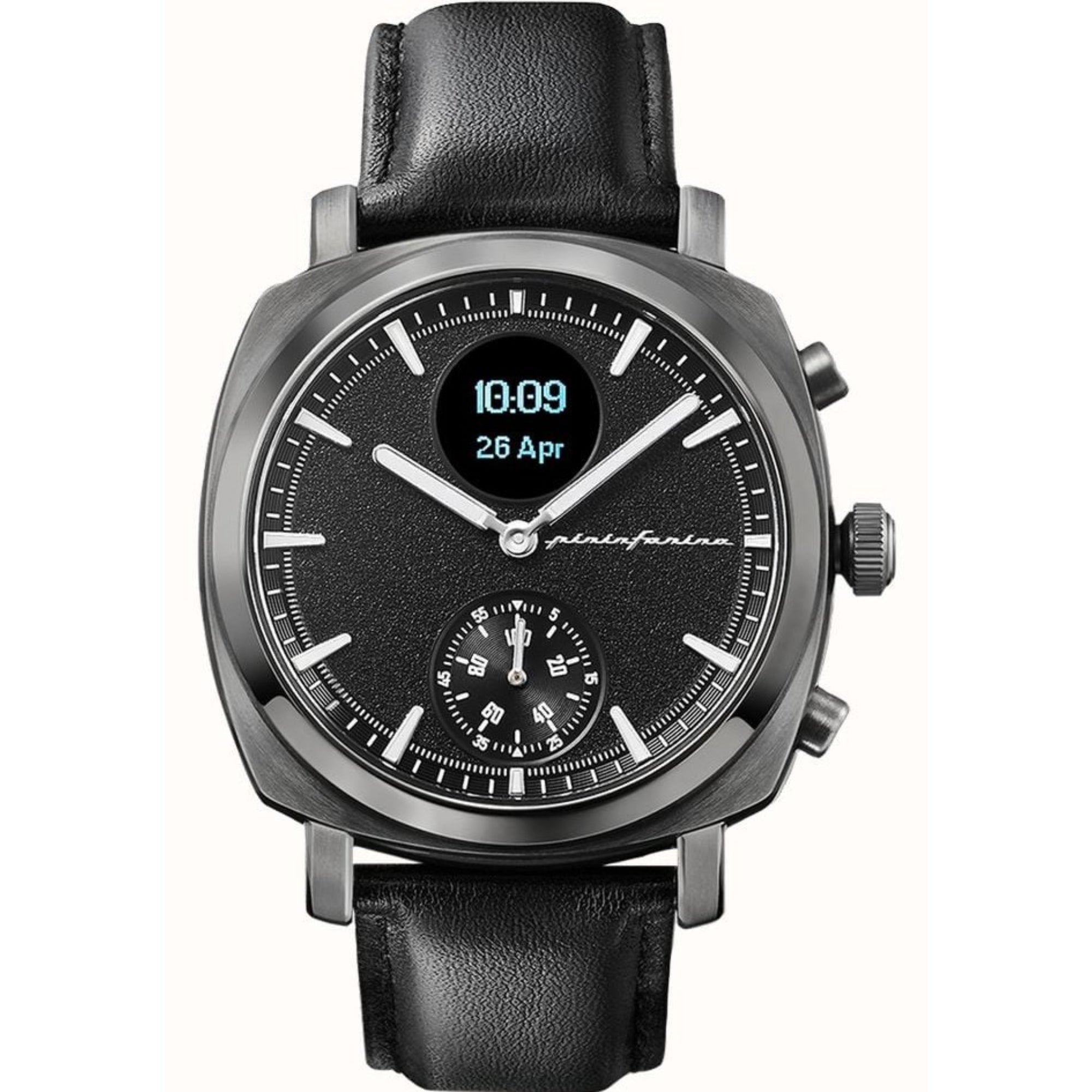 Pininfarina Senso Hybrid Slate Black Dial Leather Strap Men’s Smart Watch PMH01A-04