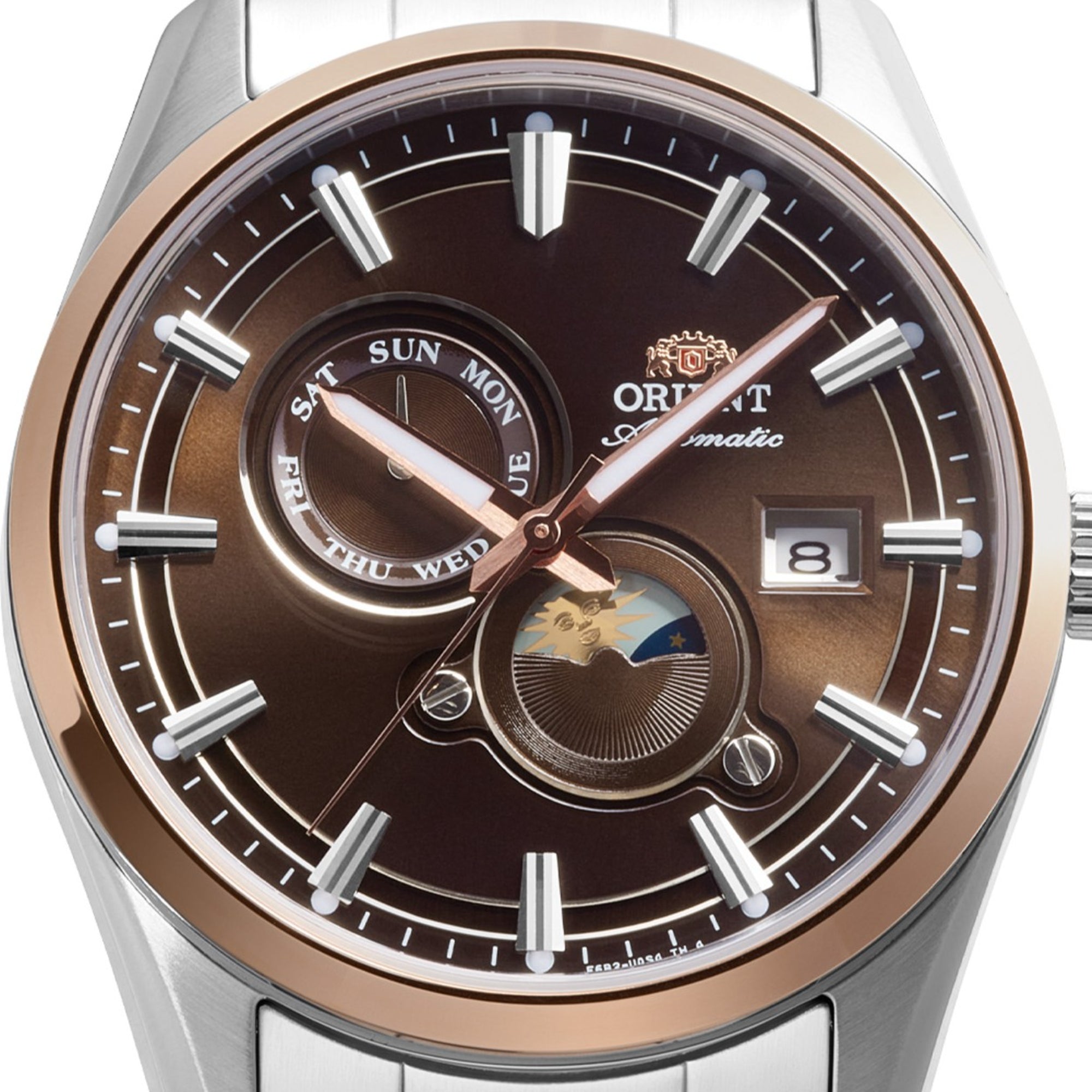 Orient Stretto RA-AK0313Y30B sun and moon day/night indicator close-up
