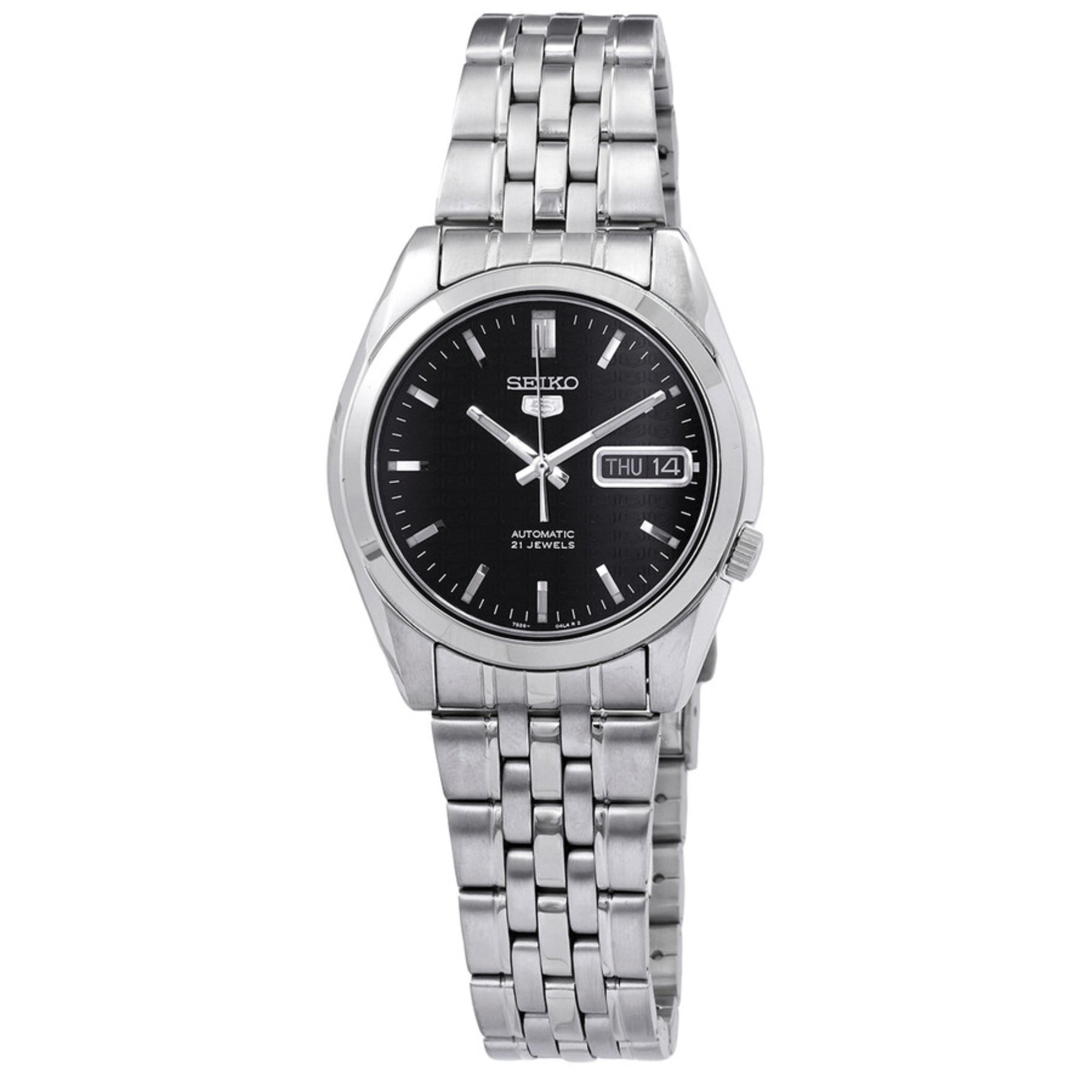 Seiko 5 Automatic Black Dial Steel Strap Men's Watch SNK361K1
