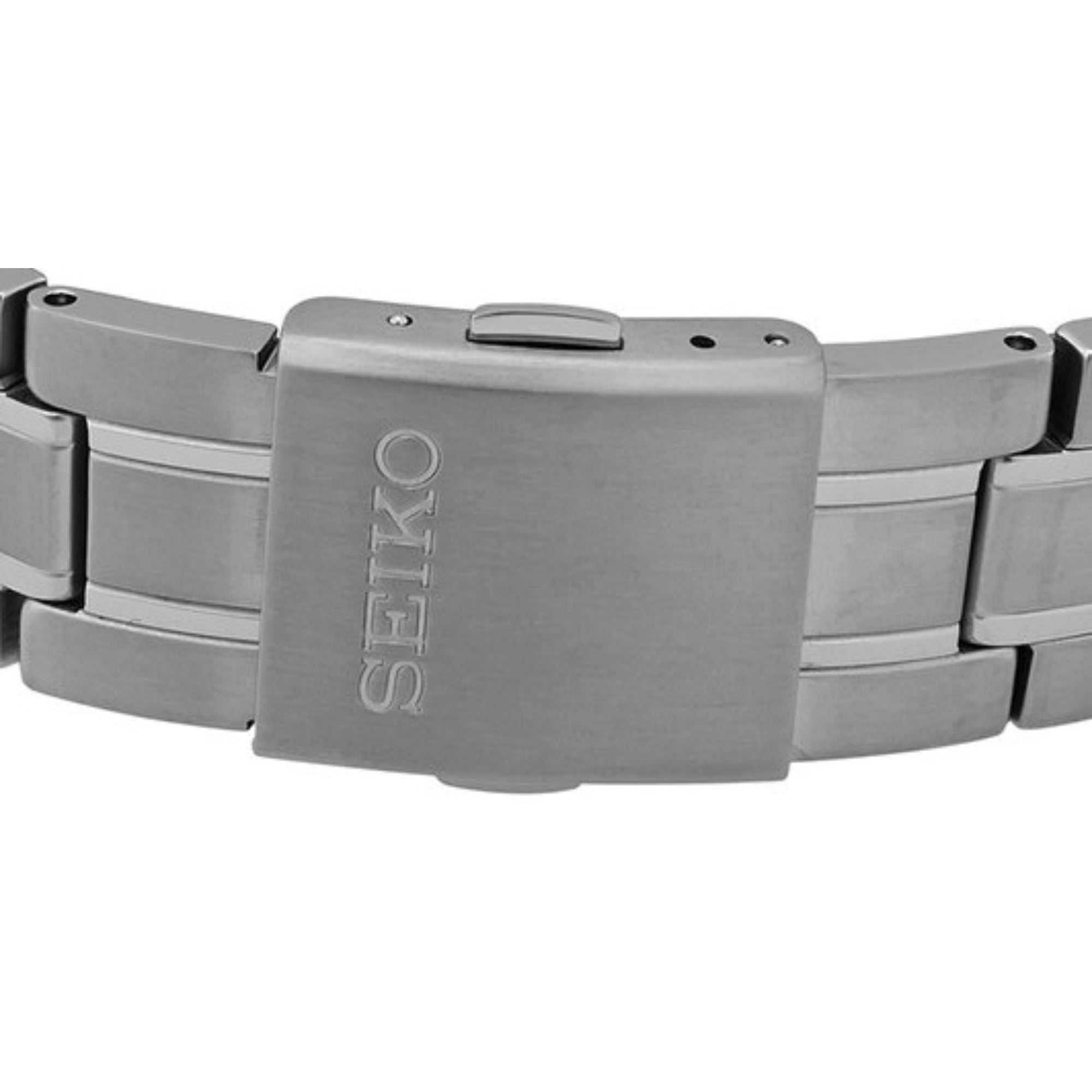 Seiko Essentials SUR375P1 watch deployment clasp with Seiko logo