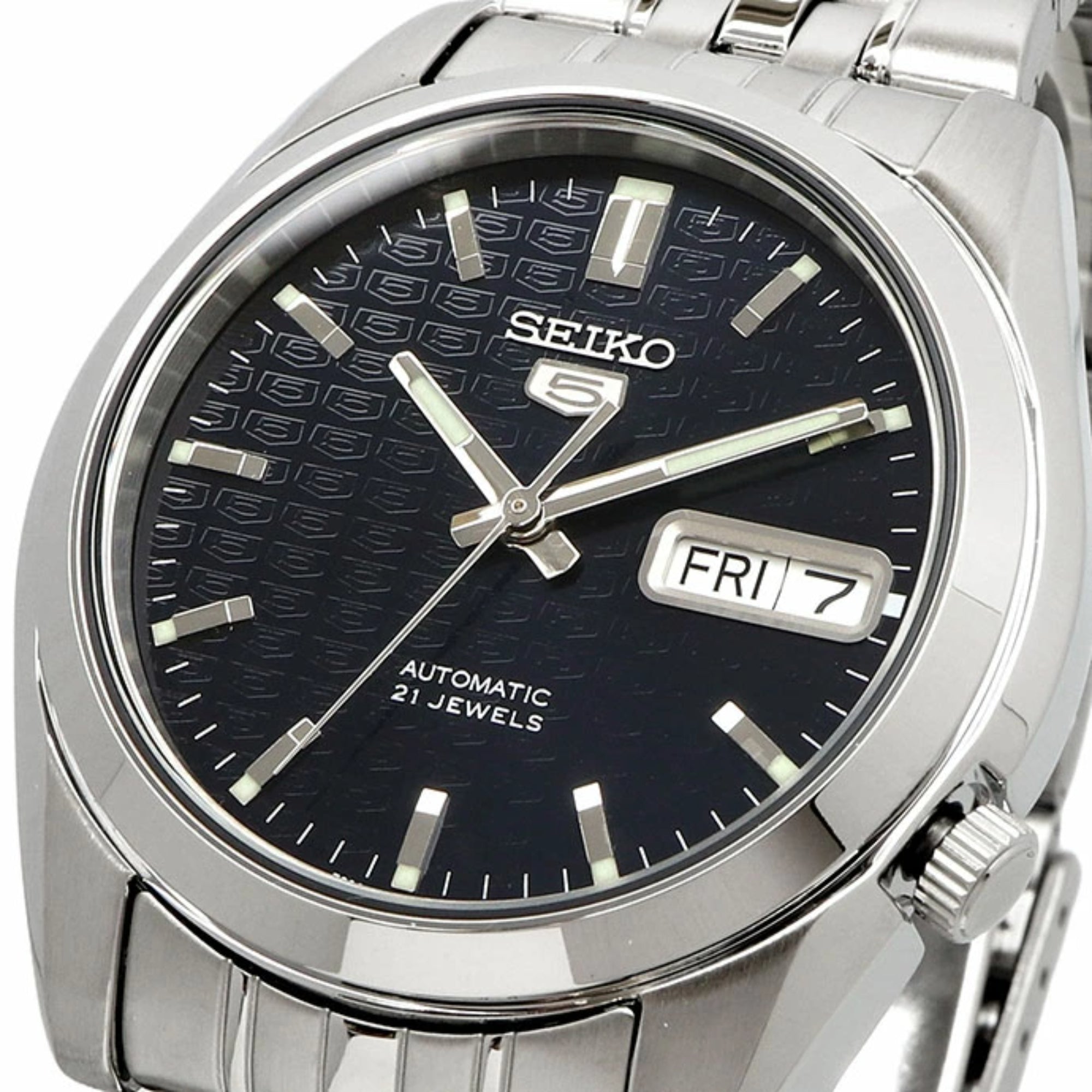 Seiko 5 Automatic Dark Blue Dial Steel Strap Men's Watch SNK357K1