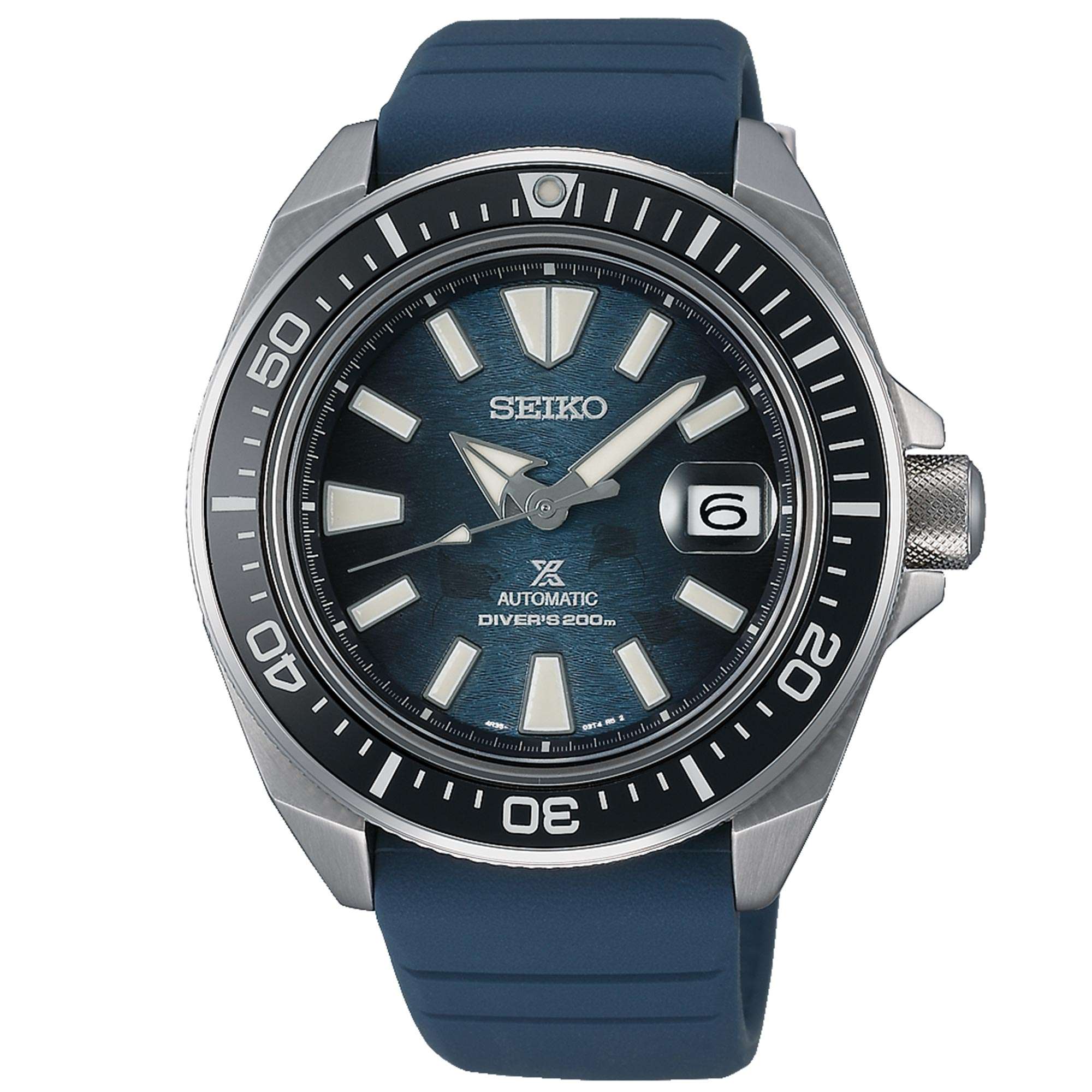 Seiko Prospex Save The Ocean 'King Samurai' Automatic Blue Dial Silicone Strap Men's Watch SRPF79K1