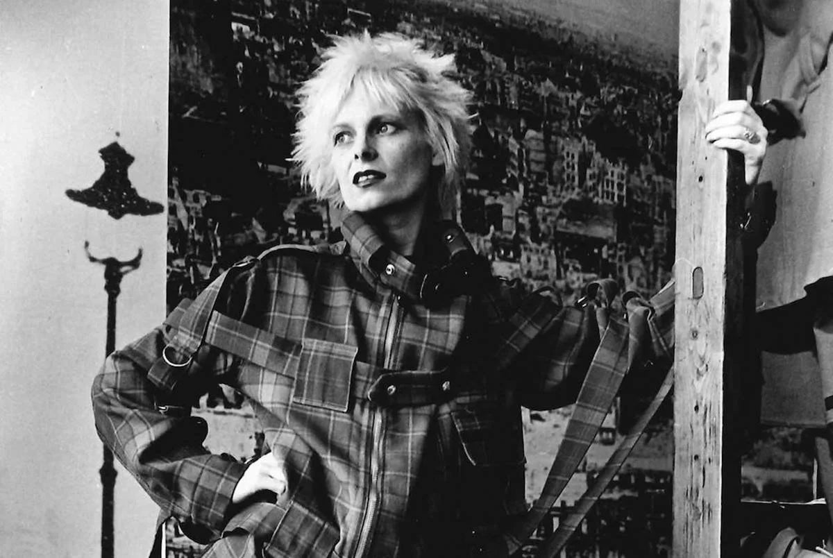 Vivienne Westwood historical portrait in signature tartan jacket