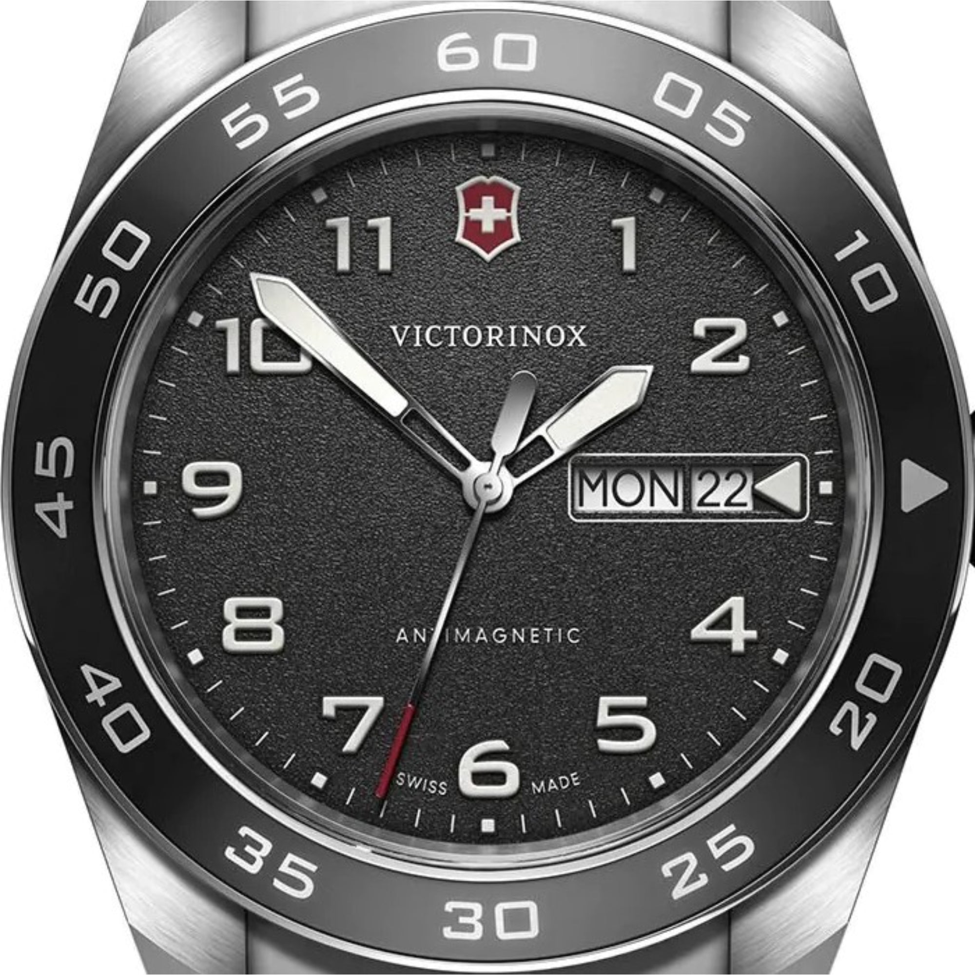 Victorinox Swiss Army 42mm Schwarzes Zifferblatt Stahl Herren Quarz Uhr 242043