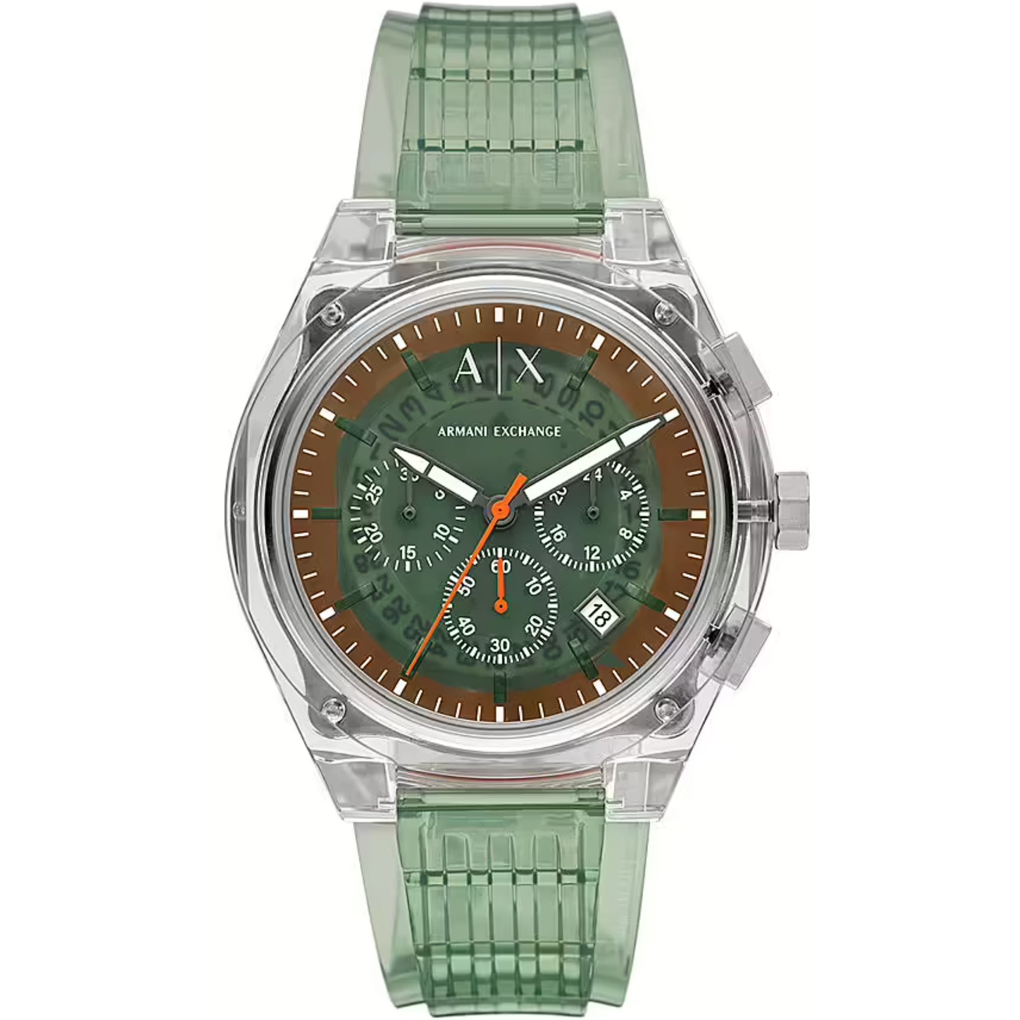 Armani Exchange Rafael 44 mm Chronograph Grünes Zifferblatt Polyurethan Herren Quarz Uhr AX4165