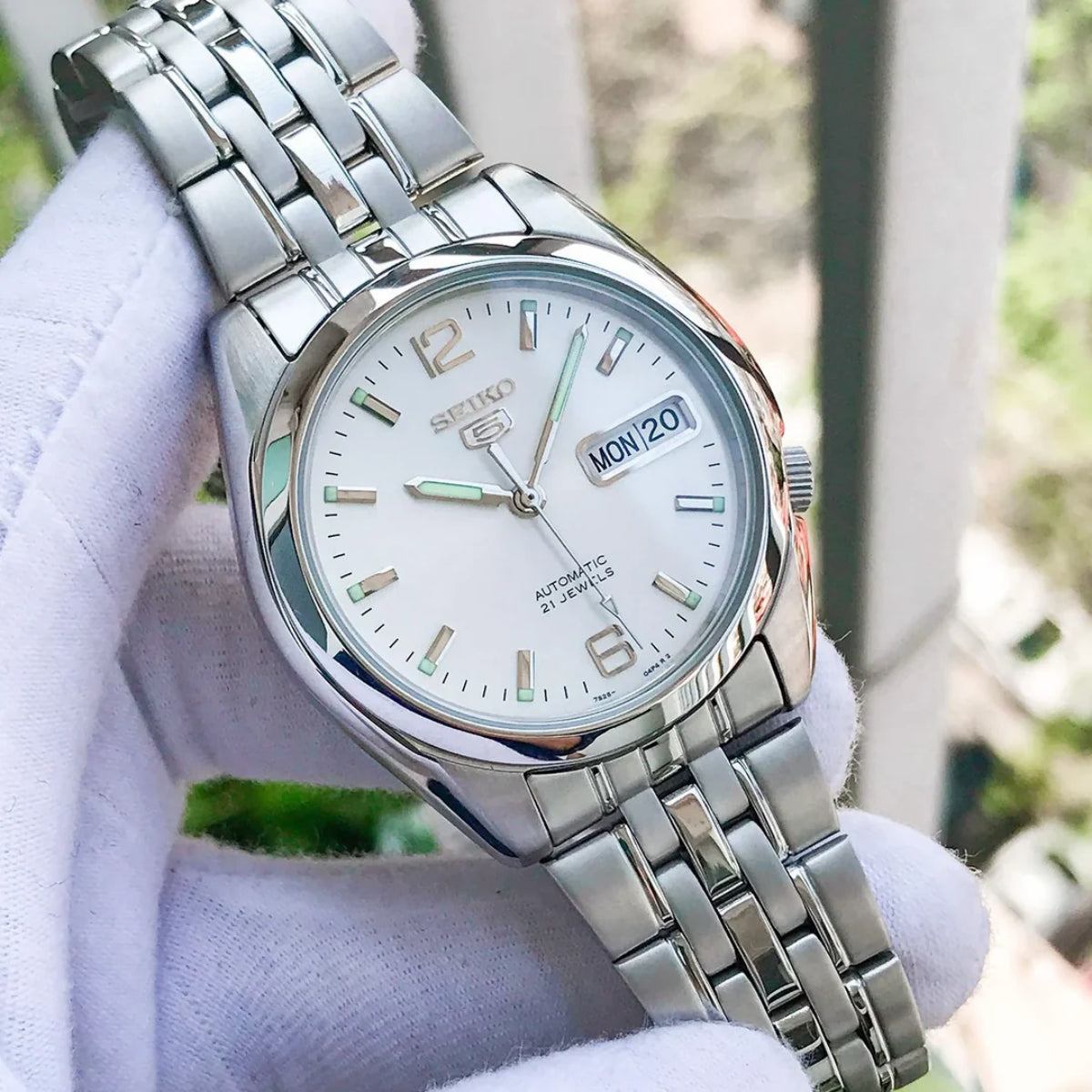 Seiko 5 Automatic Silver Dial Steel Strap Men's Watch SNK385K1
