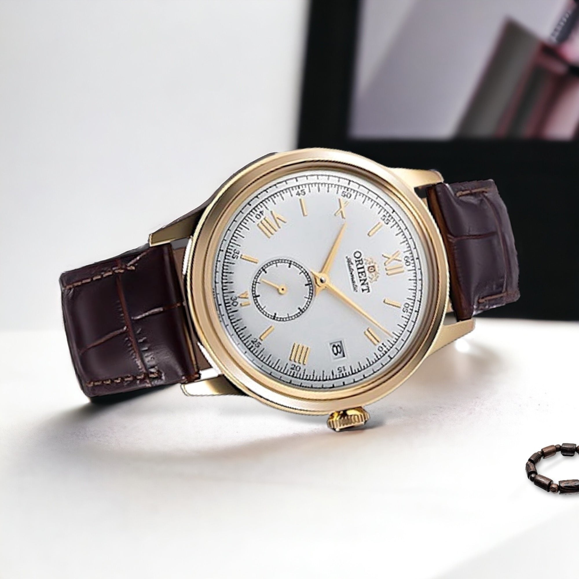 Orient Bambino 38mm Small Seconds White Dial Leather Mens Automatic Watch RA-AP0106S30B
