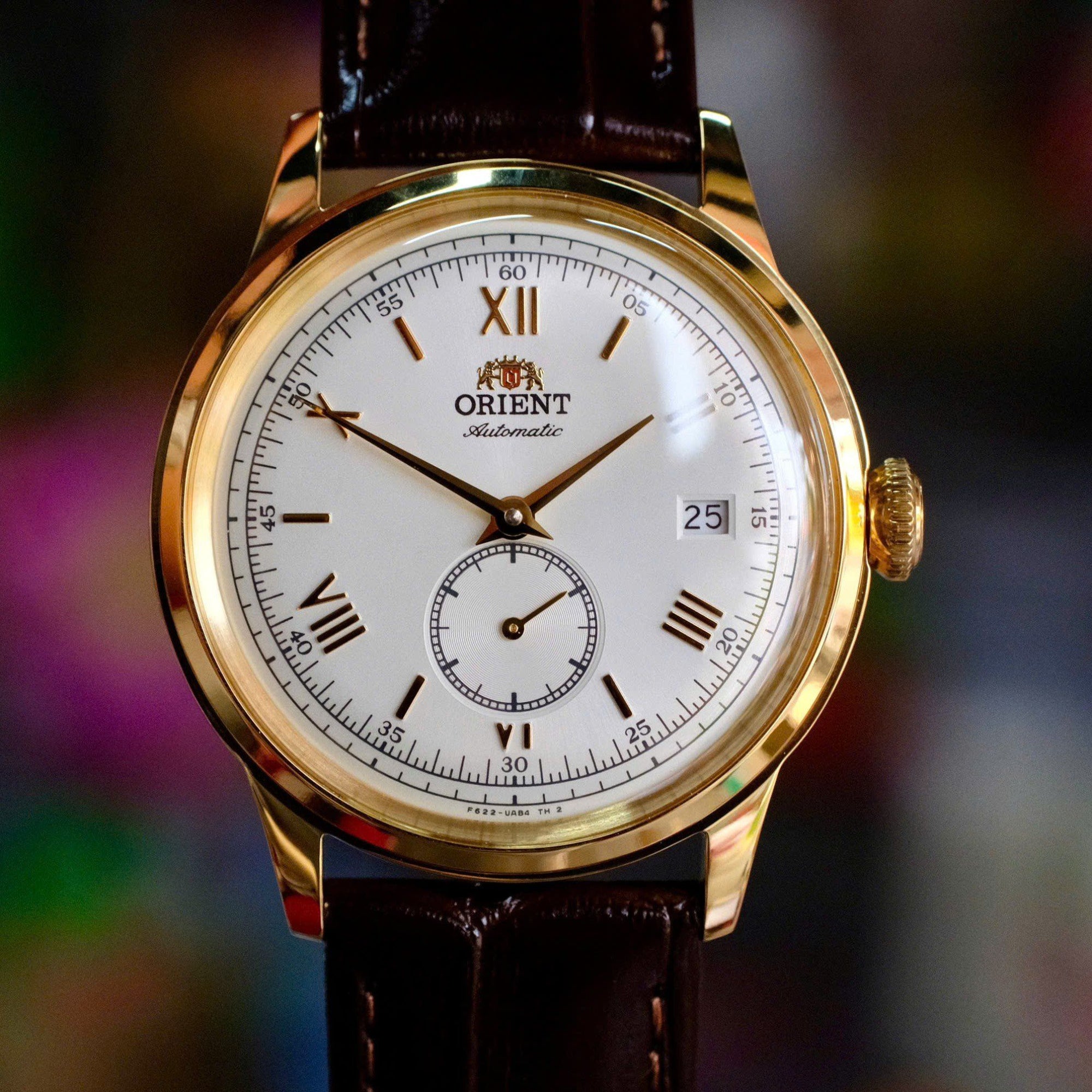 Orient Bambino 38mm Small Seconds White Dial Leather Mens Automatic Watch RA-AP0106S30B