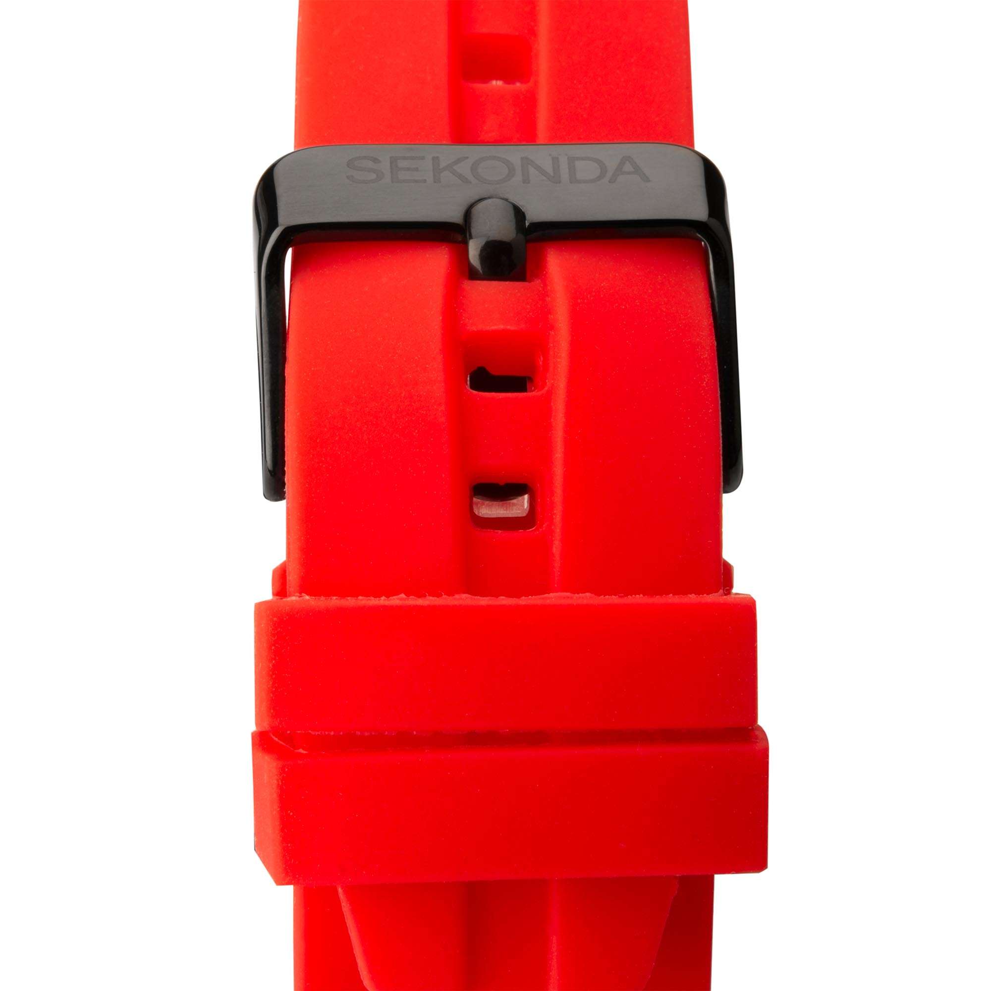 Sekonda Sports Quarz Rotes Zifferblatt Rotes Gummi Armband Herren Uhr 1985