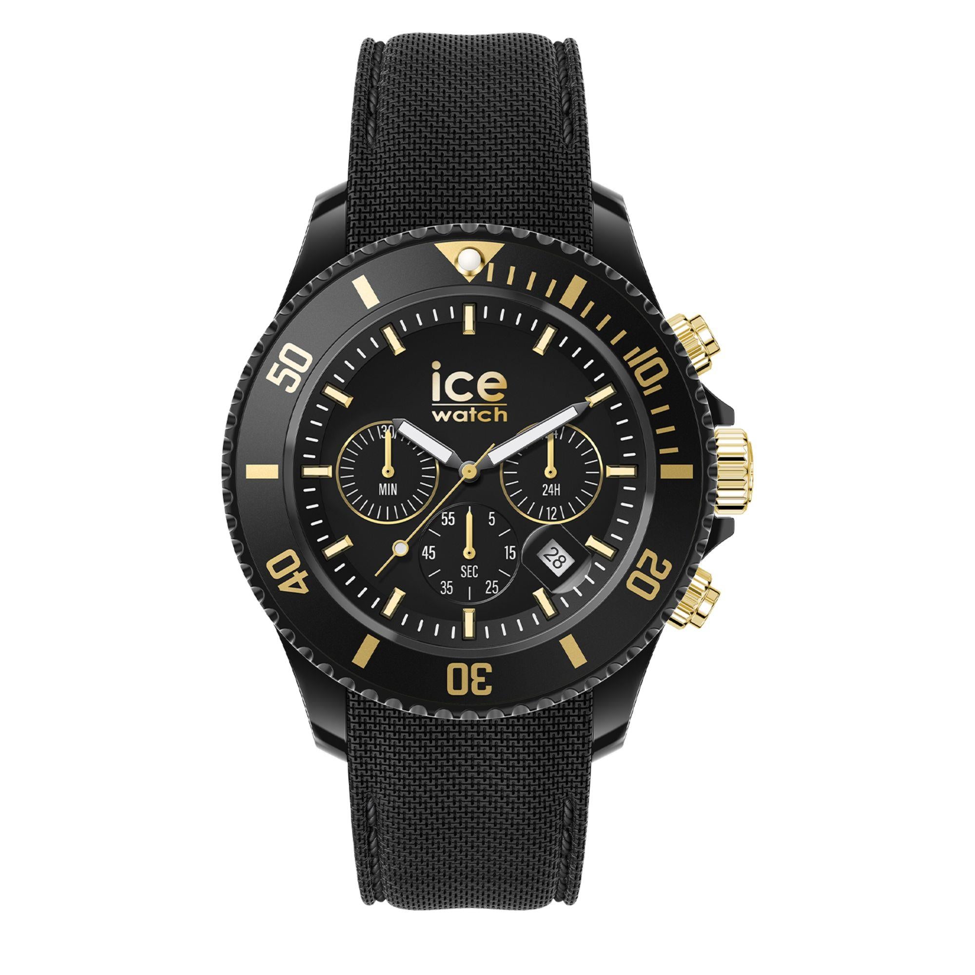 ICE Chrono Black Dial Silicone Strap Men's Watch 