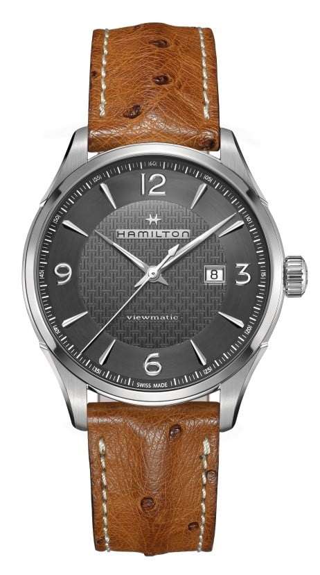 Hamilton Jazzmaster 44mm Graues Zifferblatt Leder Herren Automatik Uhr H32755851