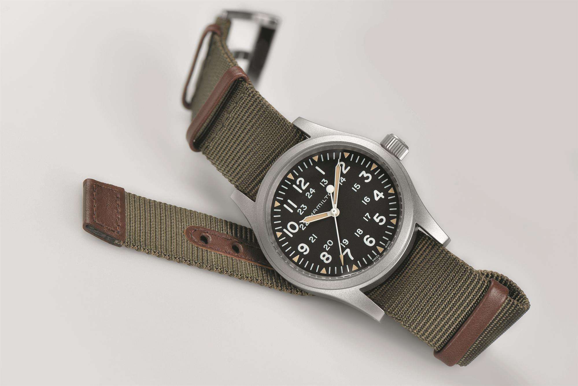 Hamilton Khaki Field Officer Mechanical Grey NATO Strap Men’s Watch H69429931 - WatchNation