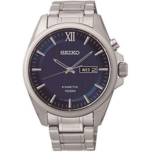 Seiko Kinetic Edelstahlarmband, blaues Zifferblatt, Herren Uhr SMY159P1