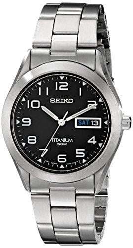 Seiko Quartz Titanium Black Dial Men’s Watch SGG711 - WatchNation