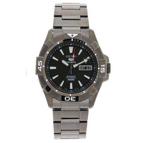 Seiko Herren SNZH15 23 Juwelen Edelstahl Automatik Uhr mit schwarzem Zifferblatt SNZH15K1