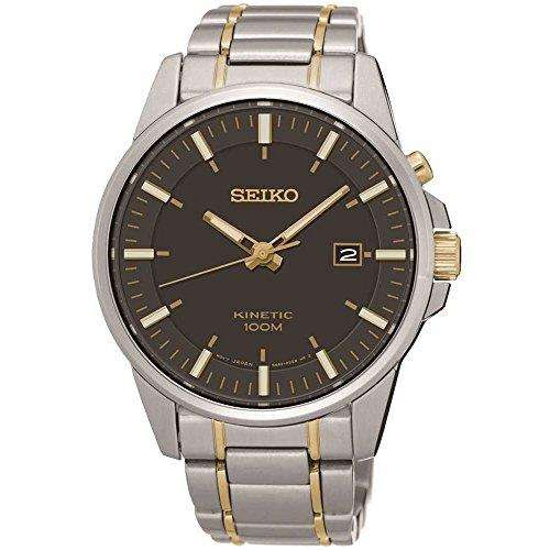 Seiko SKA735P1 Grey & Stainless Steel Black Dial Men's Kinetic Watch Steel SKA735P1