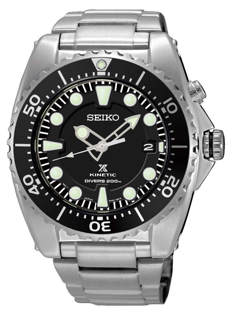 Seiko Prospex Kinetic Stainless Steel Black Dial Diver's Watch SKA761P1 - WatchNation