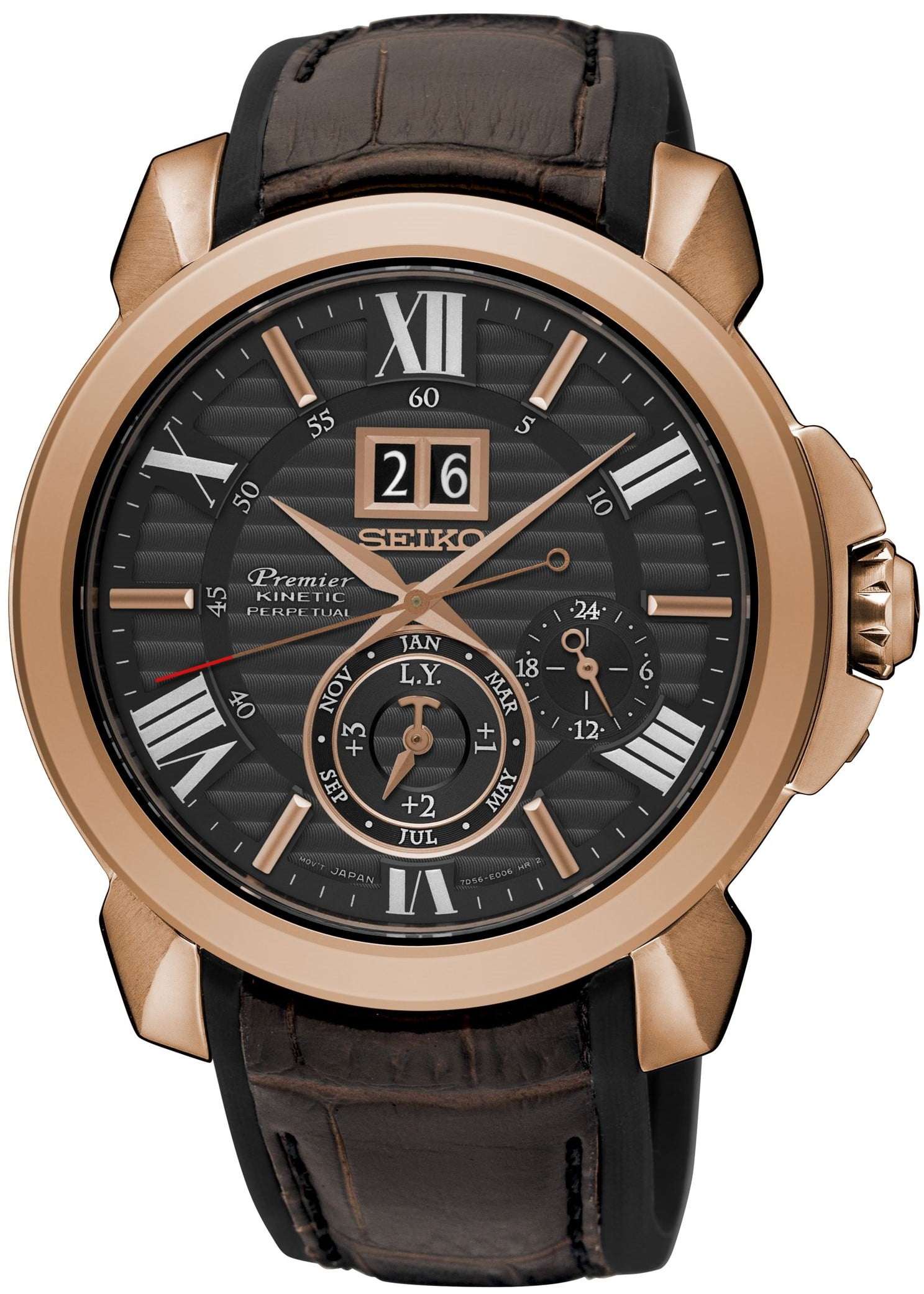 Seiko Premier Kinetic Perpetual Novak Djokovic Special Edition Black Dial Men’s Watch SNP146P1 - WatchNation