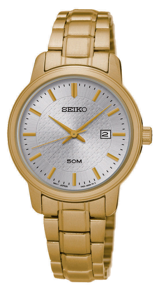 Seiko Silver Dial PVD Gold-Plated Ladies' Dress Watch SUR744P1