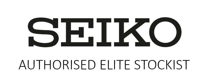 Seiko Edelstahl Herrenarmbanduhr mit schwarzem gemustertem Zifferblatt