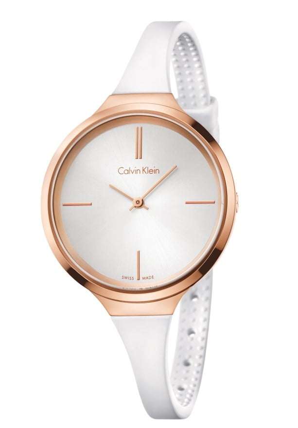 Calvin Klein Lively Ladies Watch with White Silicone Strap and Silver Dial K4U236K6 - WatchNation