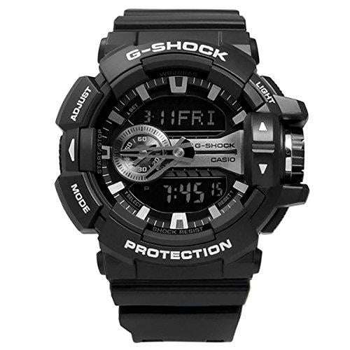Casio G-Shock Schwarz und Silber Zifferblatt Harz Quarz Herren Uhr GA400GB-1A