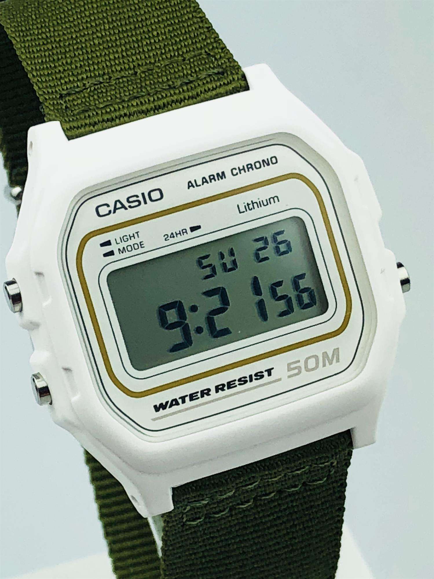 Casio Collection Khaki Fabirc Strap Unisex Alarm Chronograph W-59B-1-3AVEF - WatchNation