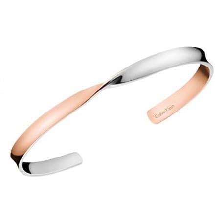 Calvin Klein Edelstahl roségoldfarbene gedrehte schlanke Damen Armspange KJ7SPF20040M