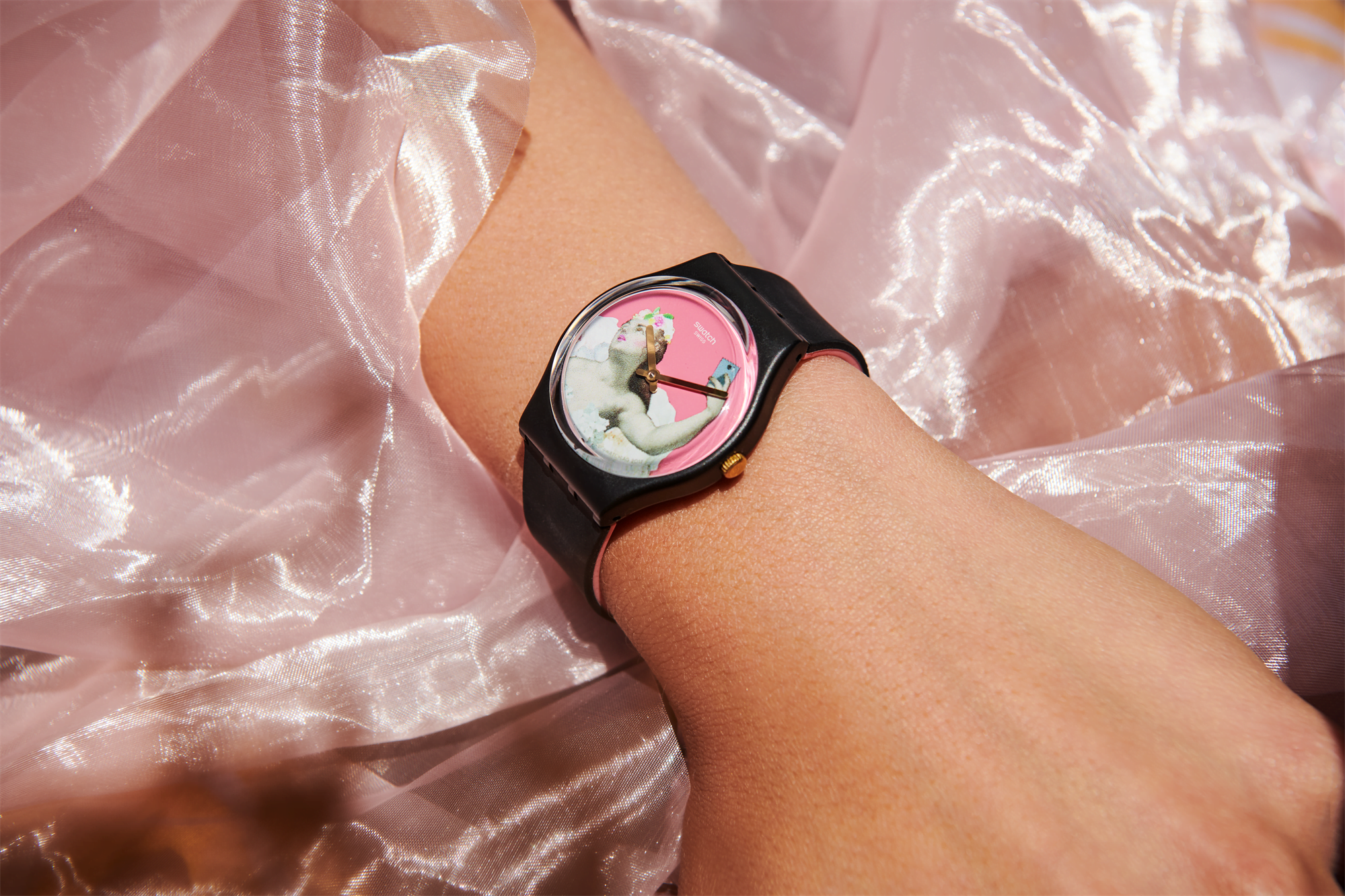 Swatch Pink und Versa Pink Zifferblatt Uhr GB310