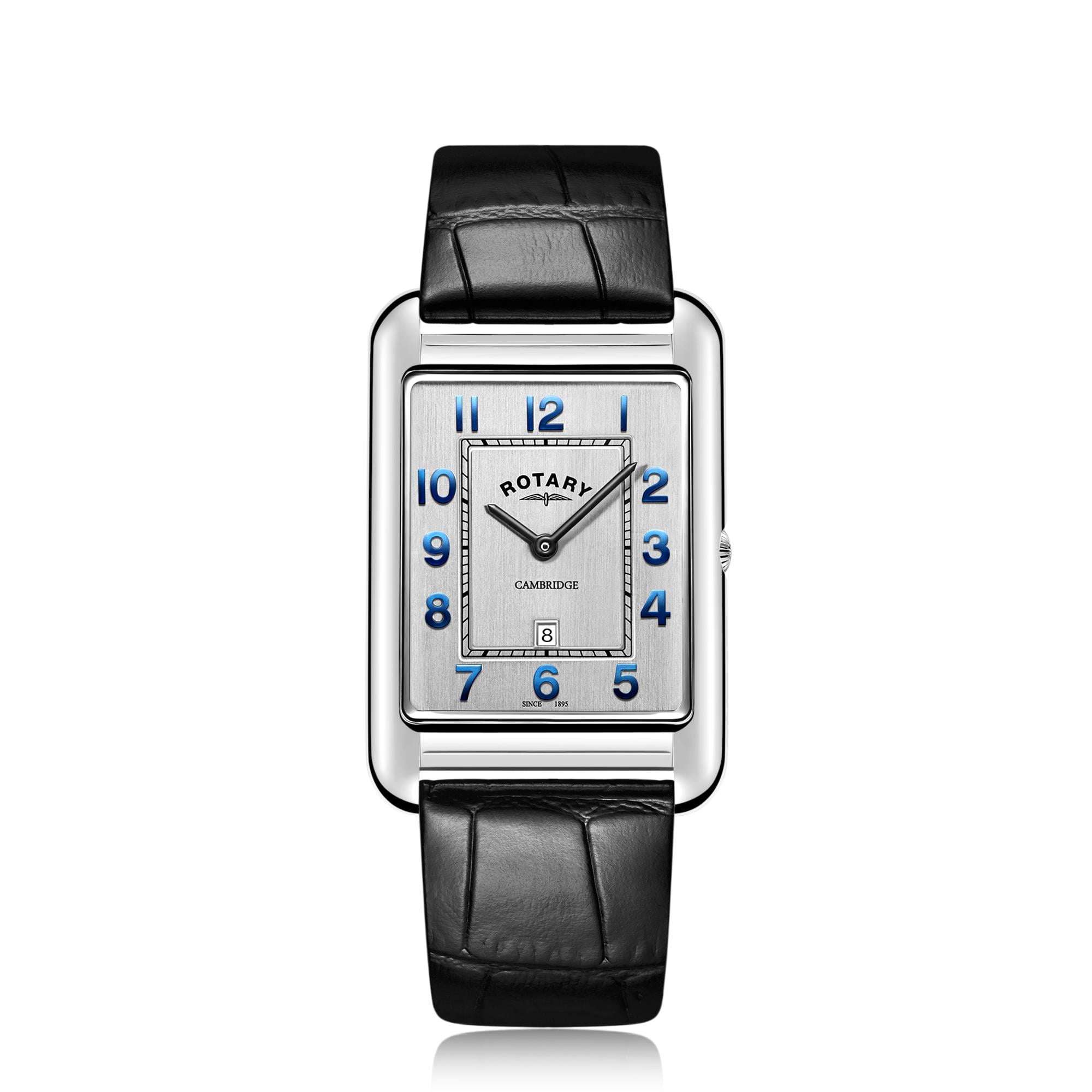 Rotary Cambridge Rechteckzifferblatt Schwarzes Lederarmband Herren Uhr GS05280/70