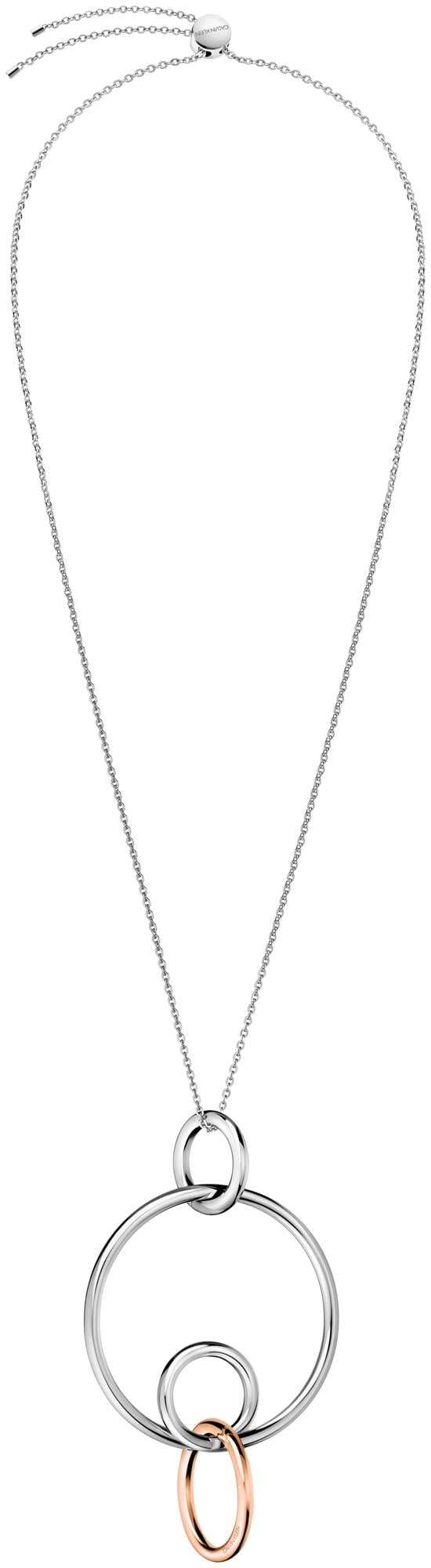 Calvin Klein Clink Silber Edelstahl Roségold PVD Anhänger Halskette KJ9PPP200100