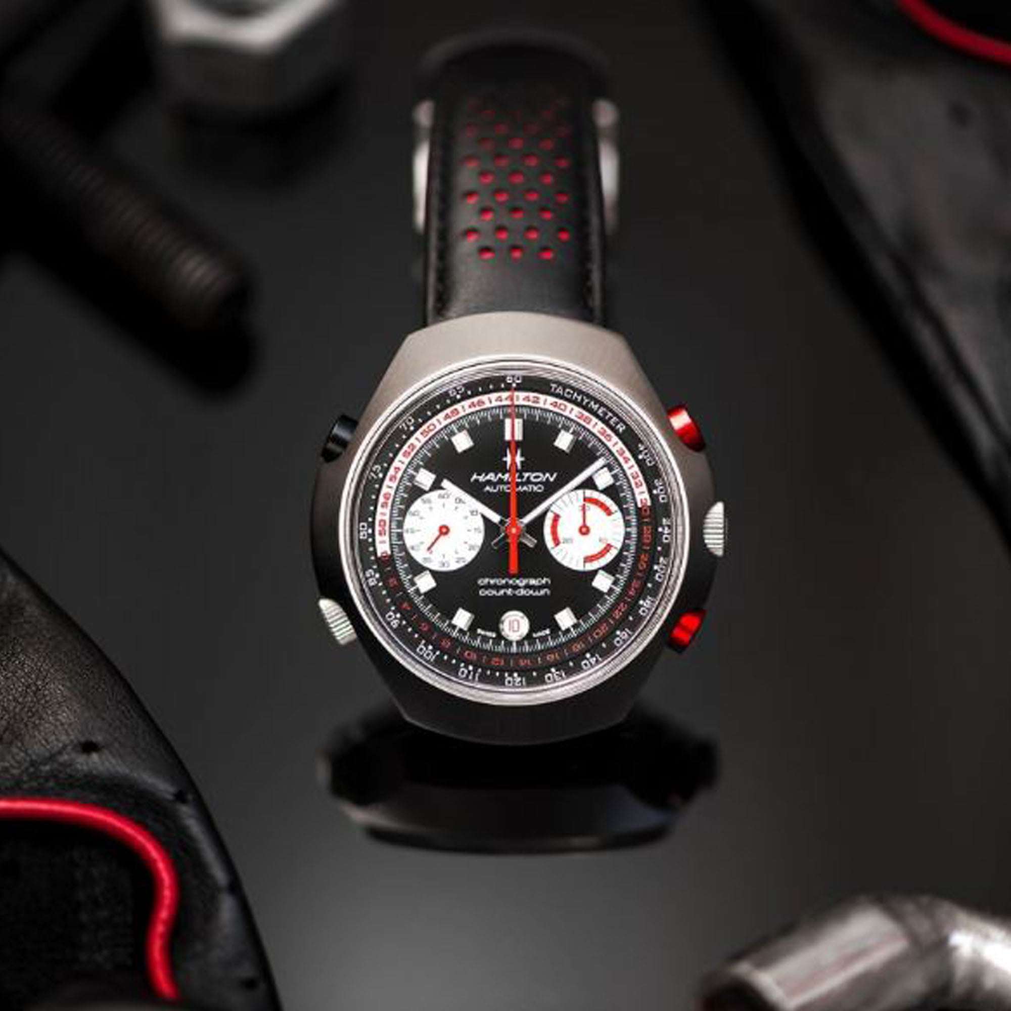 Hamilton American Classic 48mm Chrono-Matic 50 Limited Edition Schwarzes Zifferblatt Leder Herren Automatik Uhr H51616731