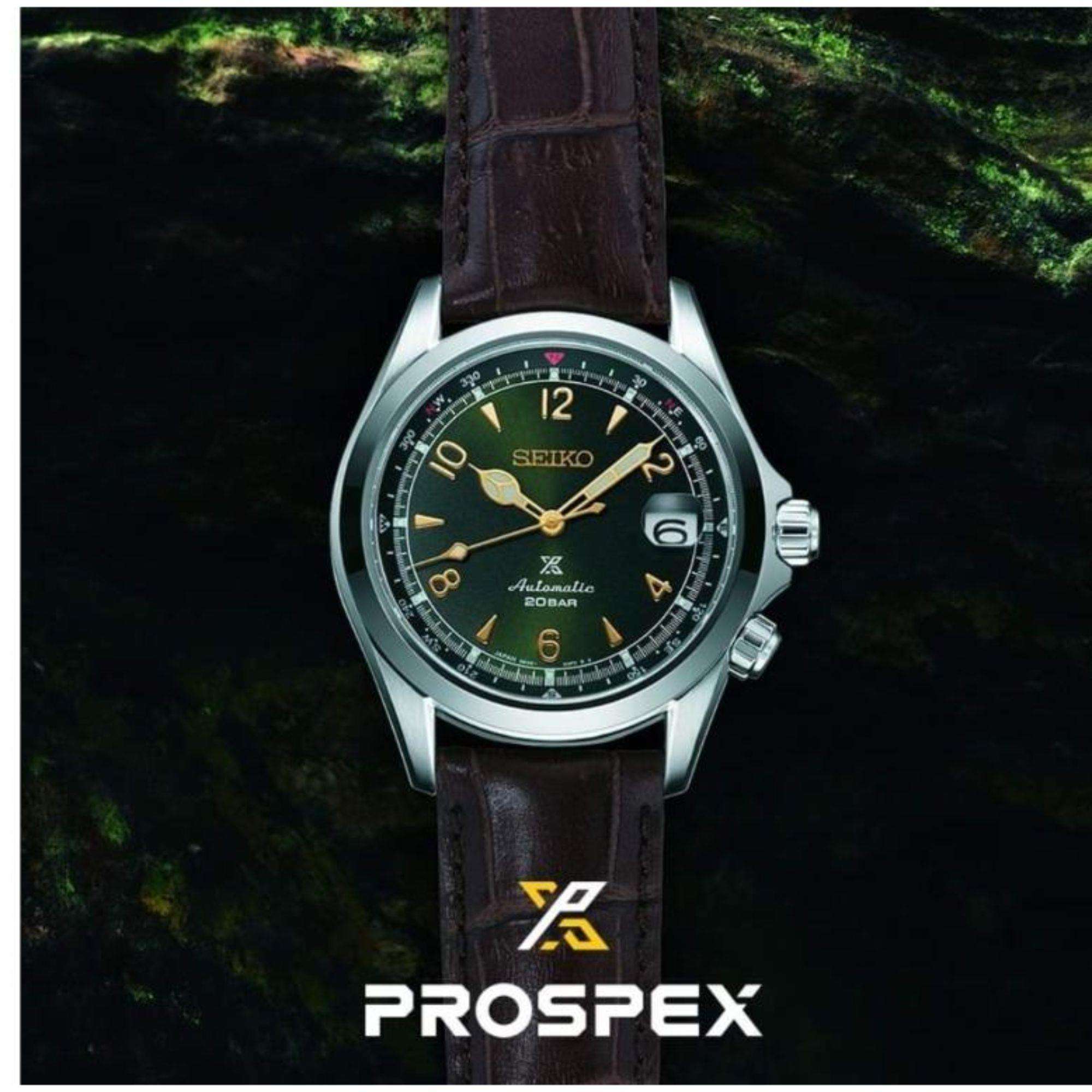 Seiko Prospex Alpinist Automatic Green Dial Brown Leather Strap Men's Watch SPB121J1