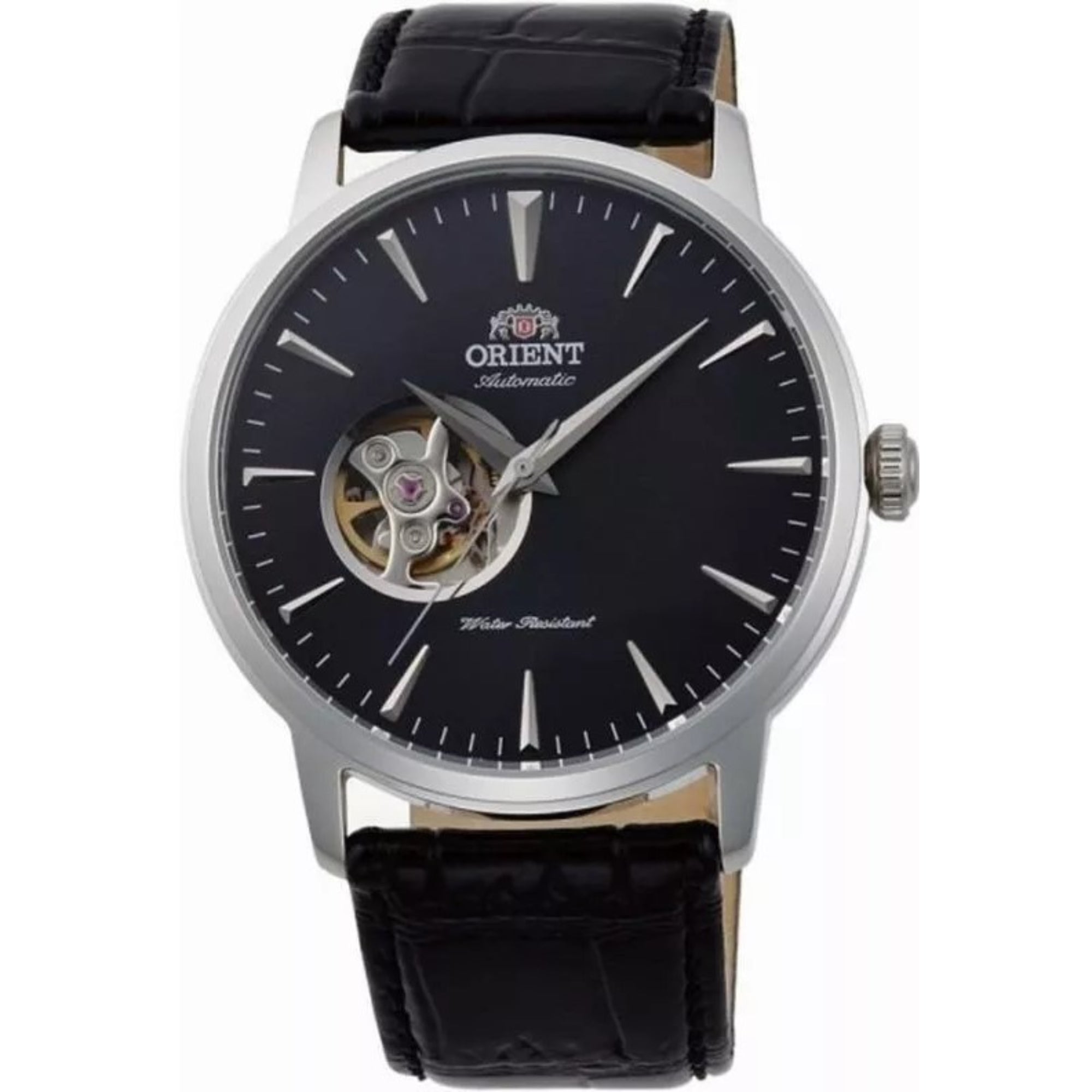 Orient Contemporary 41mm Offenes Herz Schwarzes Zifferblatt Leder Herren Automatik Uhr TAG02004B0
