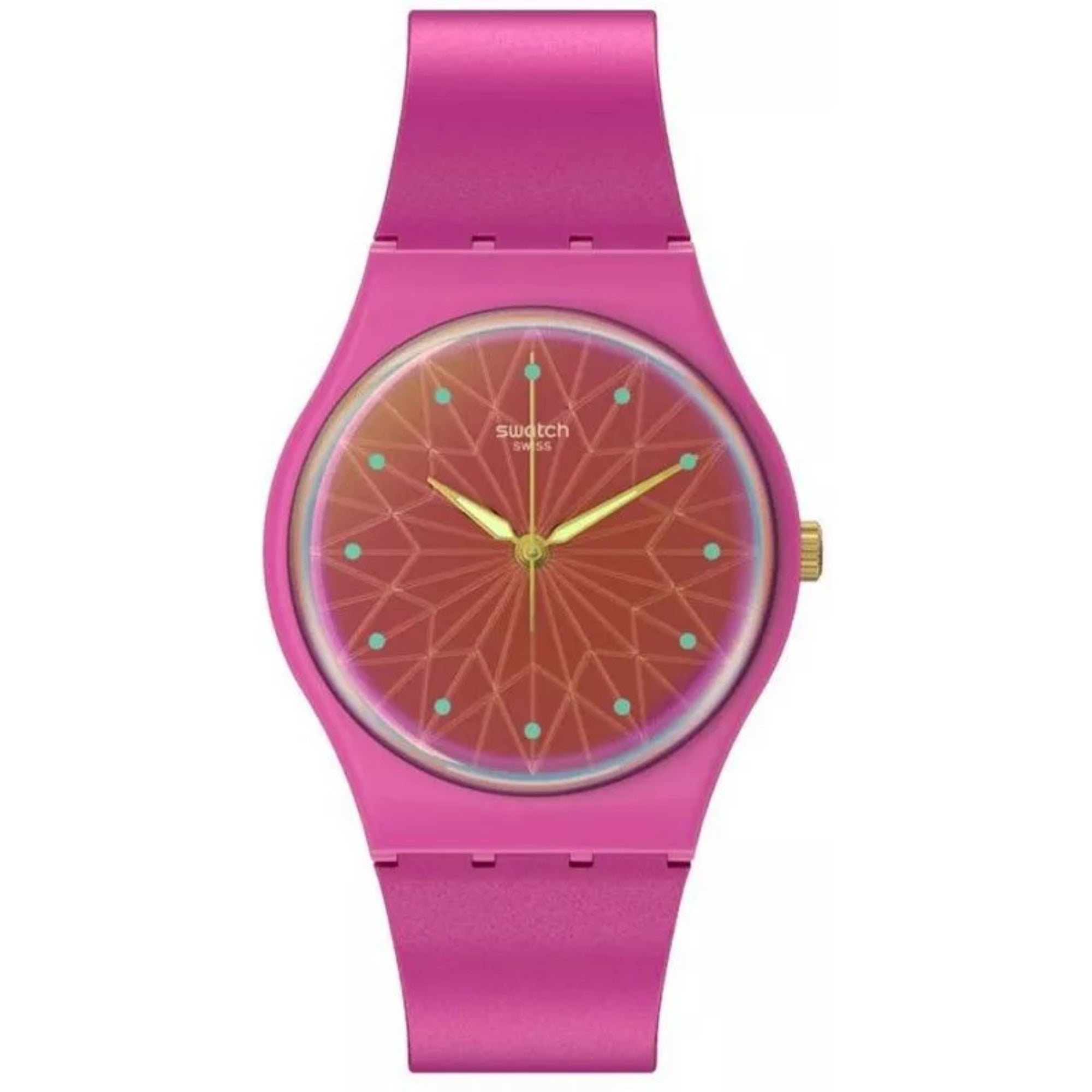 Swatch Holiday Collection Fantasia Fuchsia Pink Dial Silicone Watch SO28P110