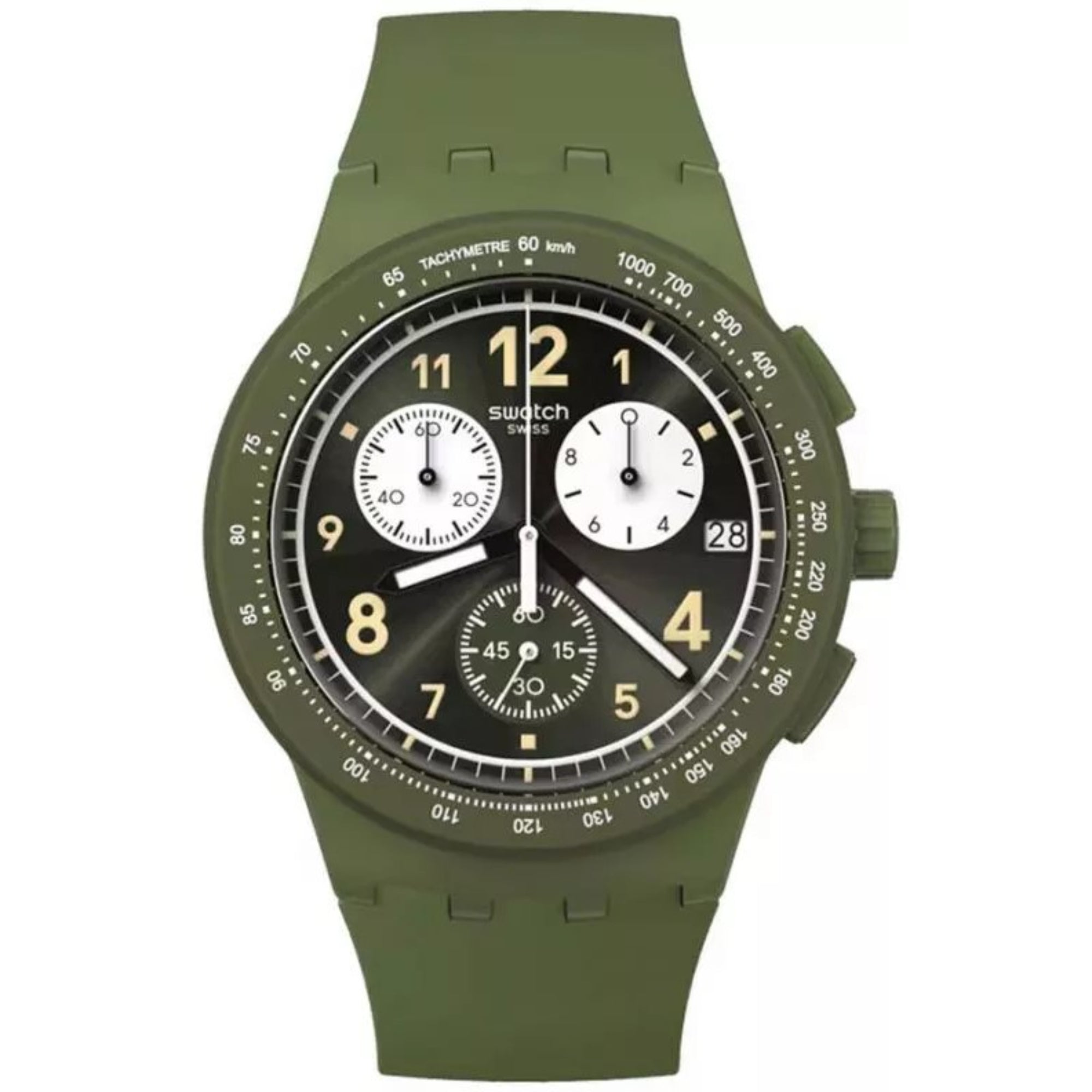 Swatch Nothing Basic About Green Quartz Green Dial Silicone Strap Watch SUSG406
