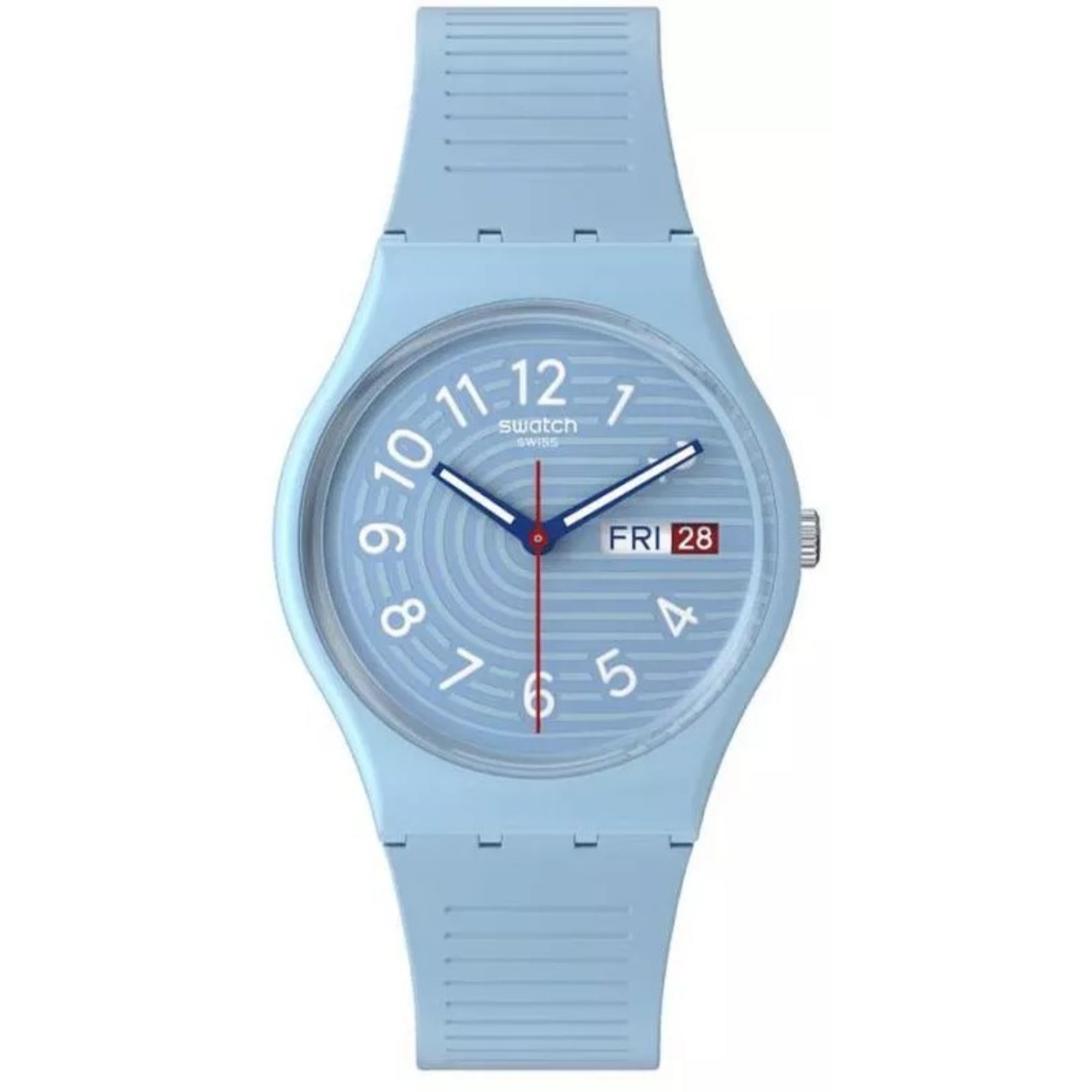 Swatch Trendy Lines in the Sky Hellblaues Zifferblatt Silikon Uhr SO28S704