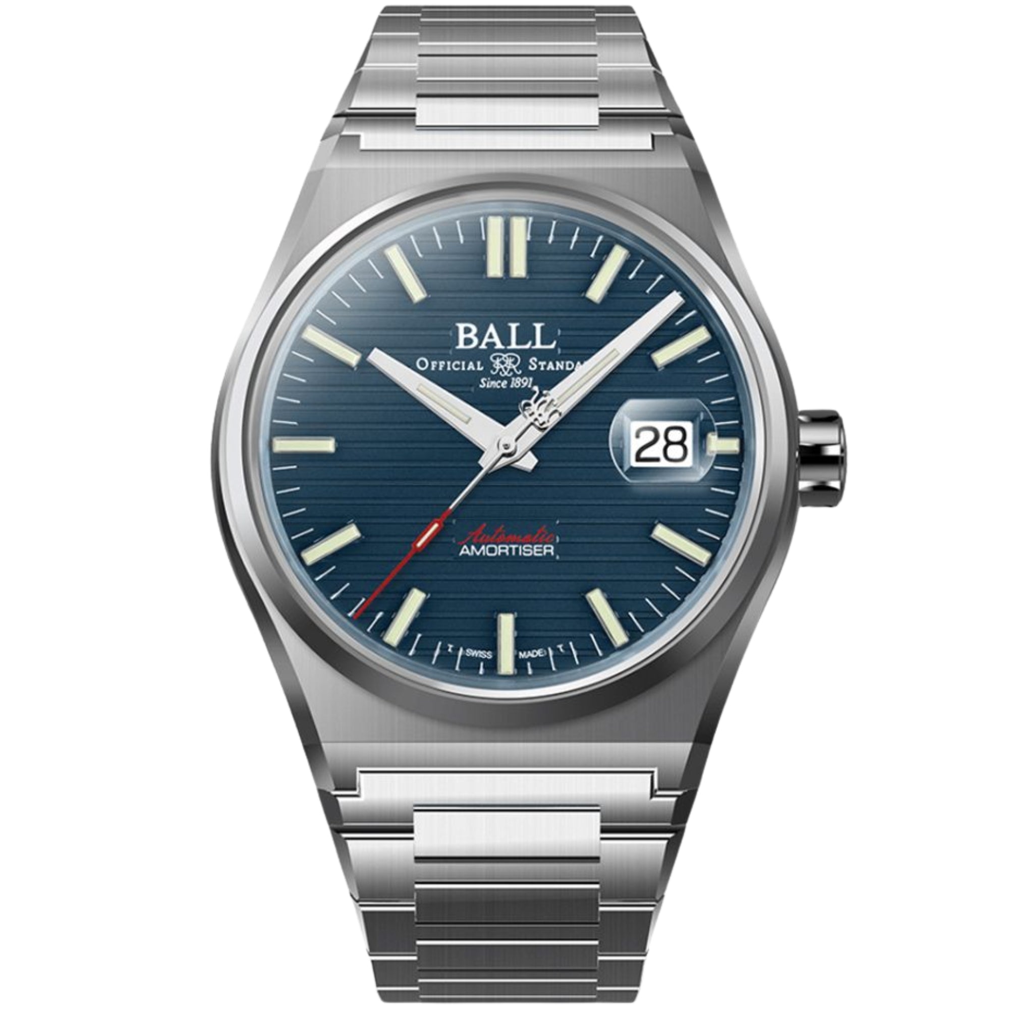 BALL Roadmaster Perseverer Blaues Zifferblatt Stahl Armband Herren Uhr NM9050C-S1-BE