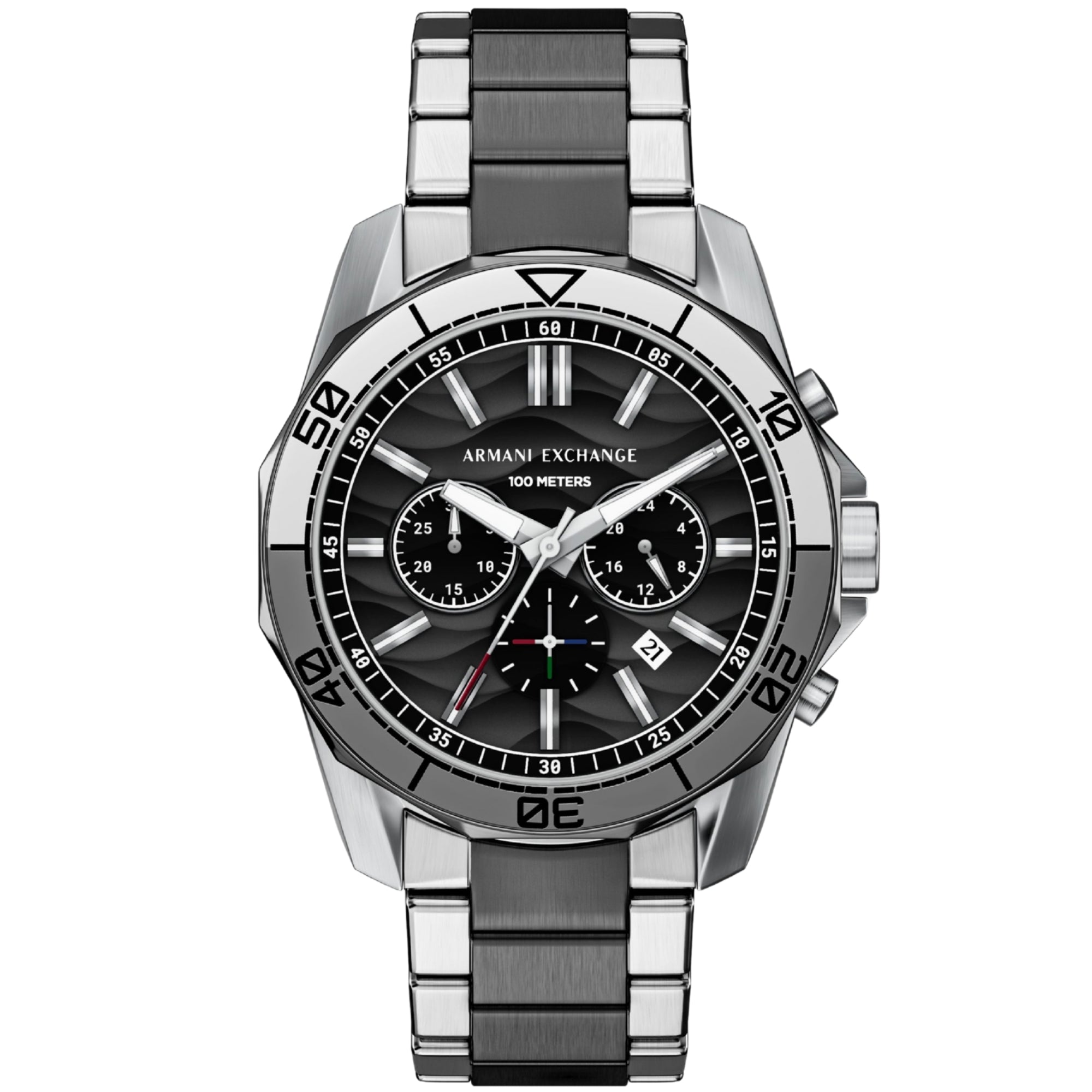 Armani Exchange Spencer 44mm Chronograph Black Dial Steel Mens Quartz Watch AX1973